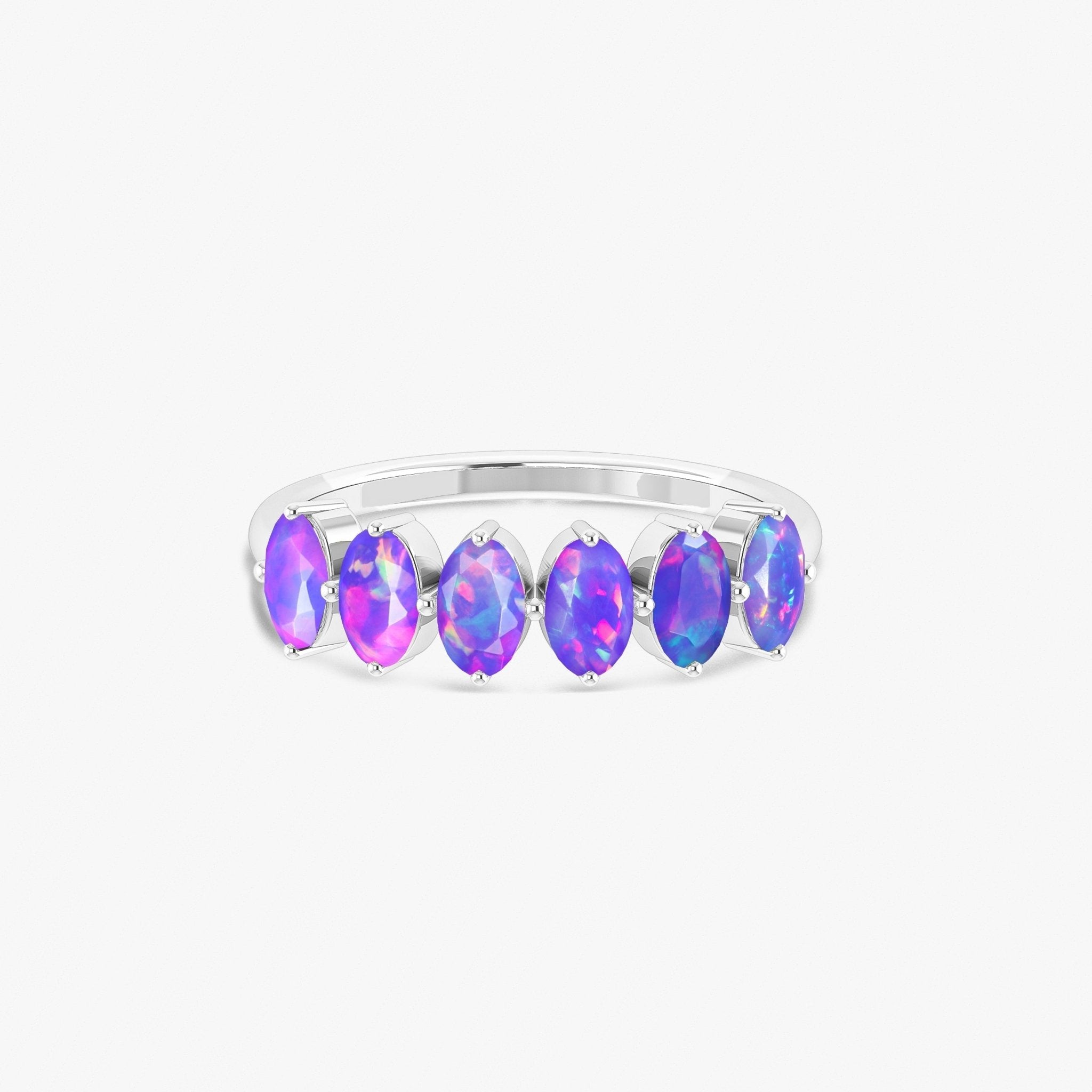 Lavender Fire Oval Shape Opal Gemstone Ring - Goodstone Jewels