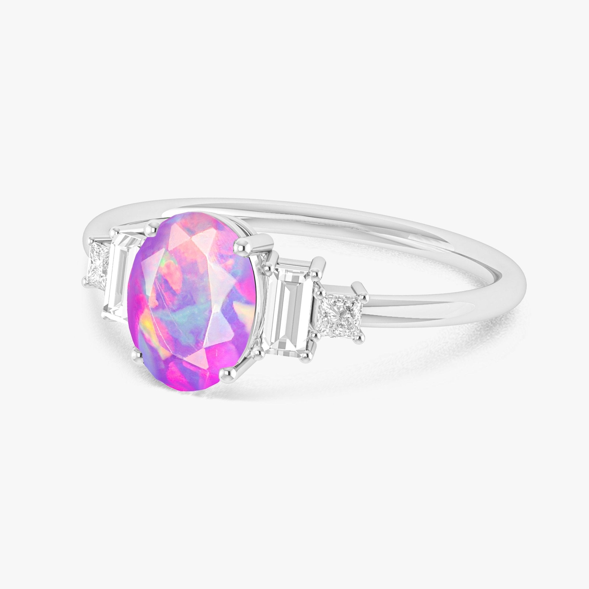 Lavender Genuine Opal and CZ Gemstone Ring - Goodstone Jewels