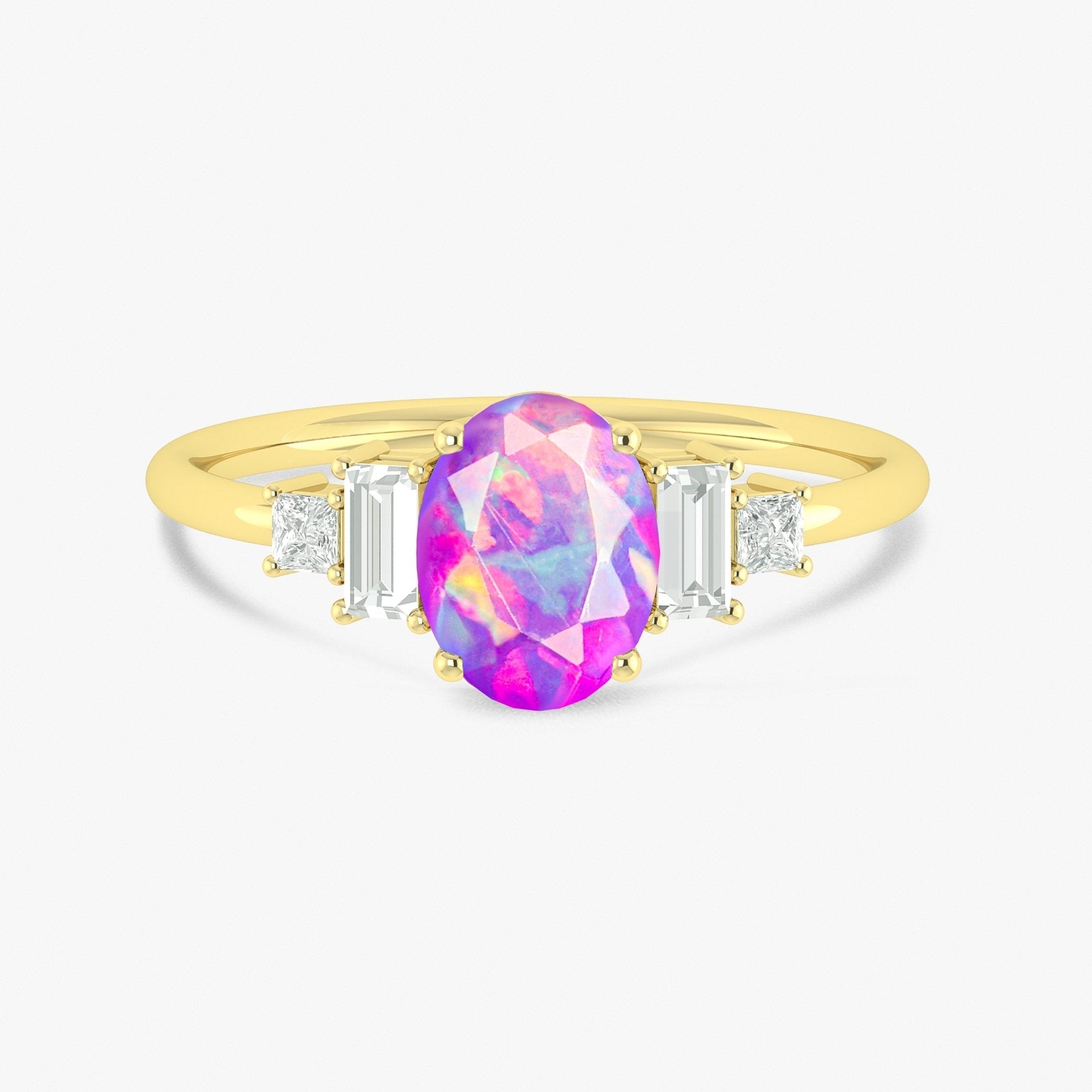Lavender Genuine Opal and CZ Gemstone Ring - Goodstone Jewels