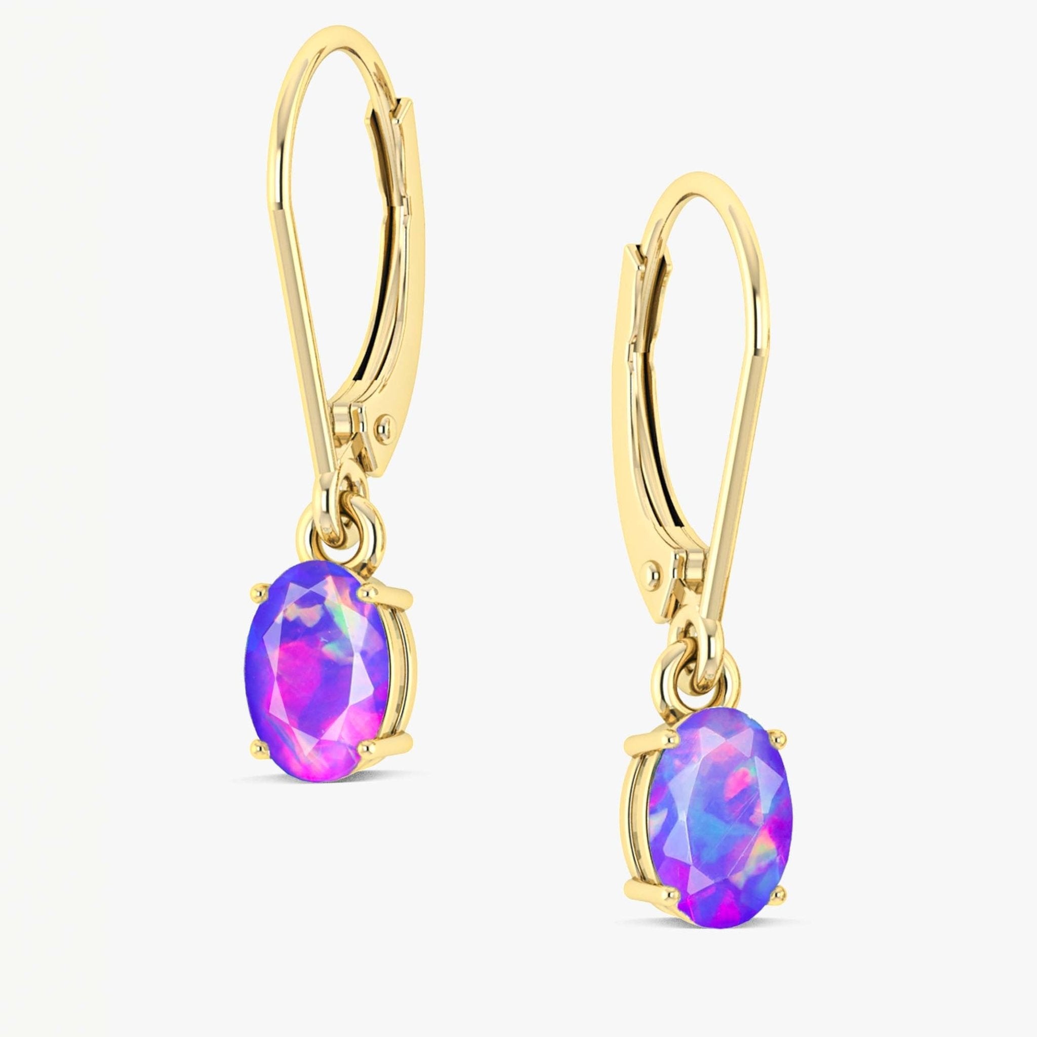Lavender Multi Fire Opal Gemstone Dangle Earring - Goodstone Jewels