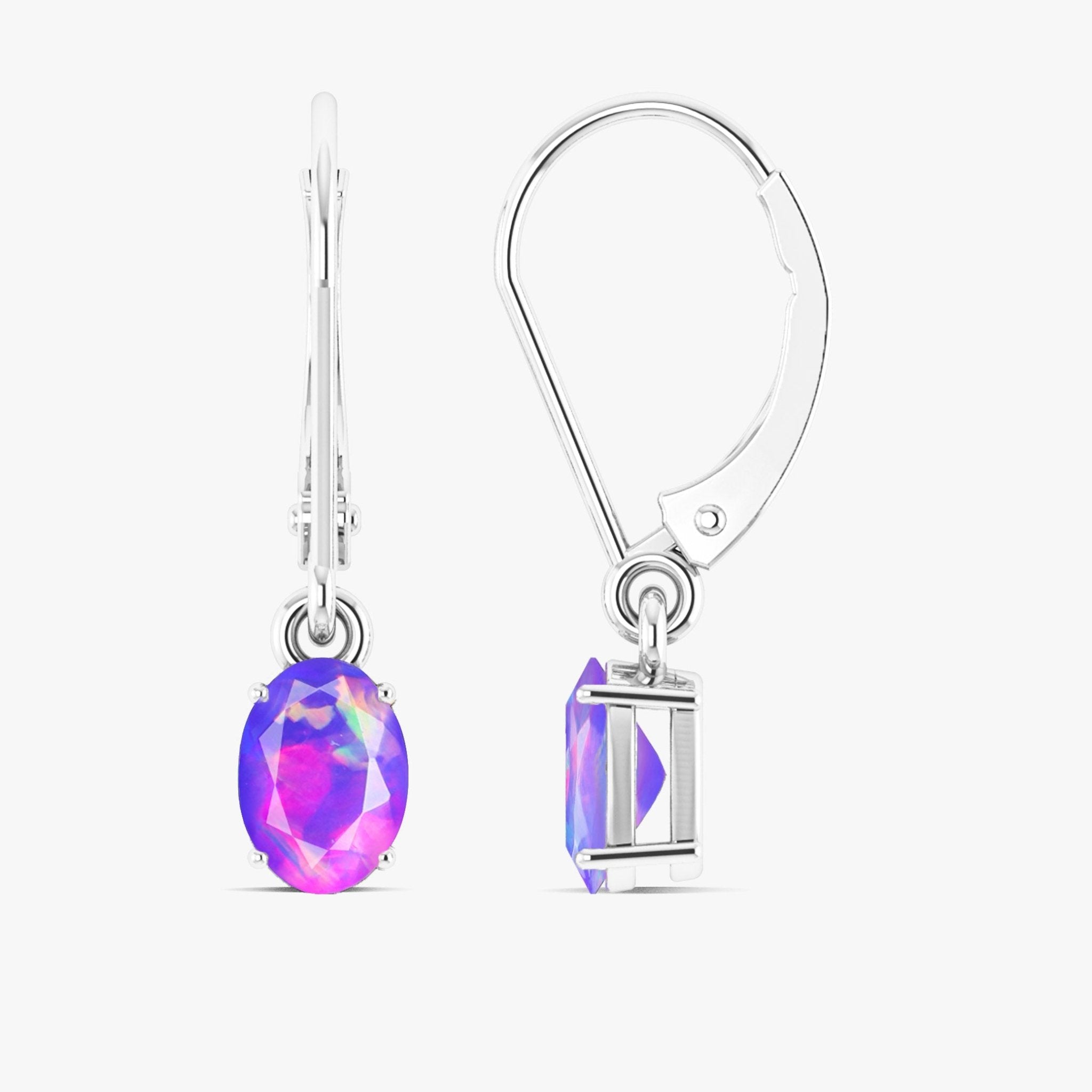 Lavender Multi Fire Opal Gemstone Dangle Earring - Goodstone Jewels