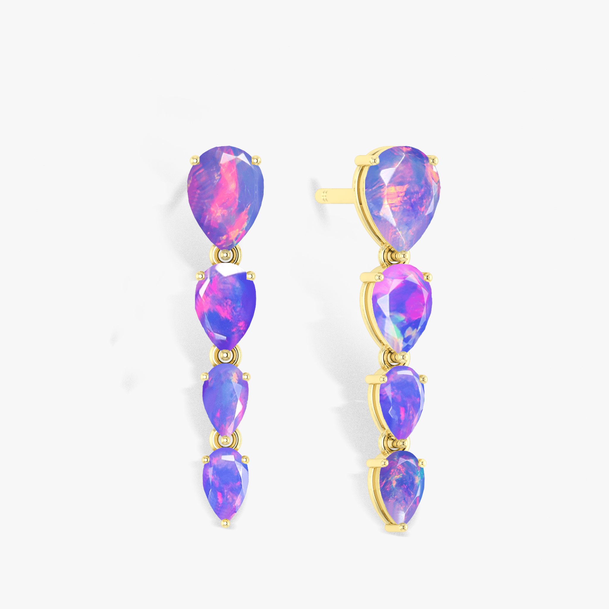 Lavender Multifire Opal Pear Drop Earrings - Goodstone Jewels