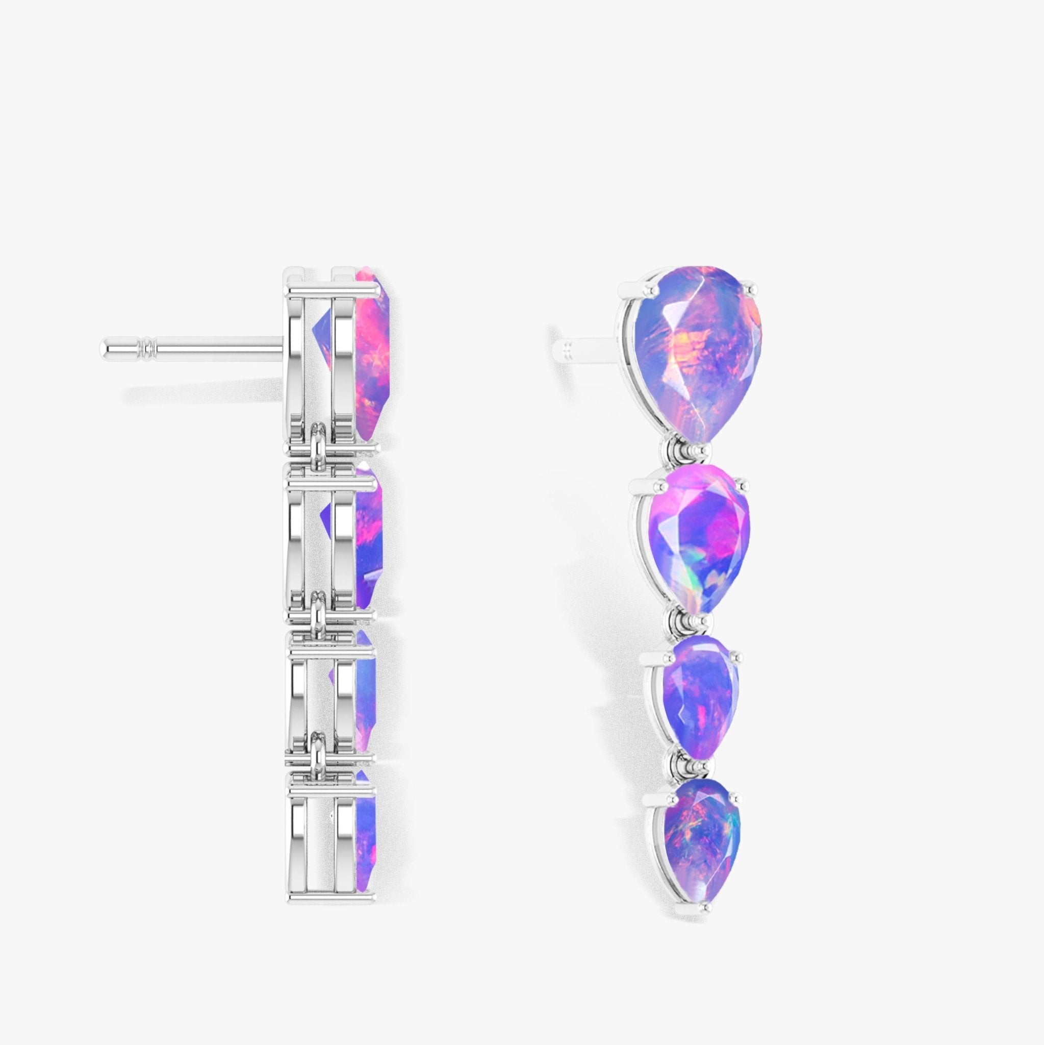 Lavender Multifire Opal Pear Drop Earrings - Goodstone Jewels