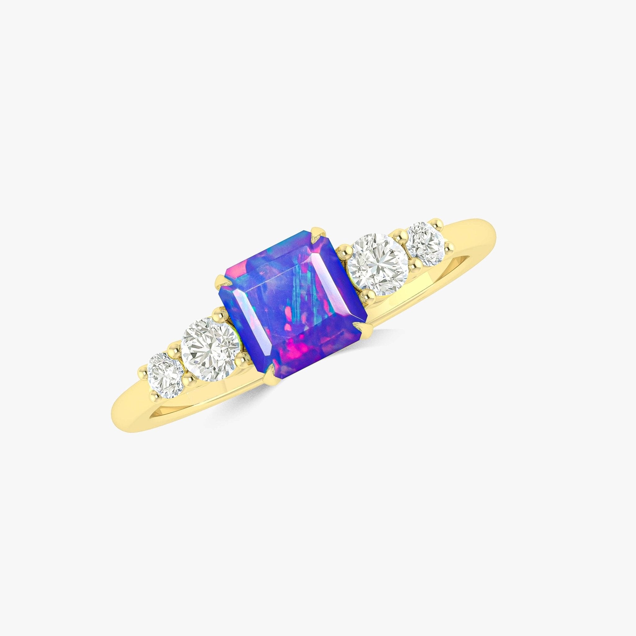 Lavender Natural Fire Faceted Octagon Opal Ring - Goodstone Jewels