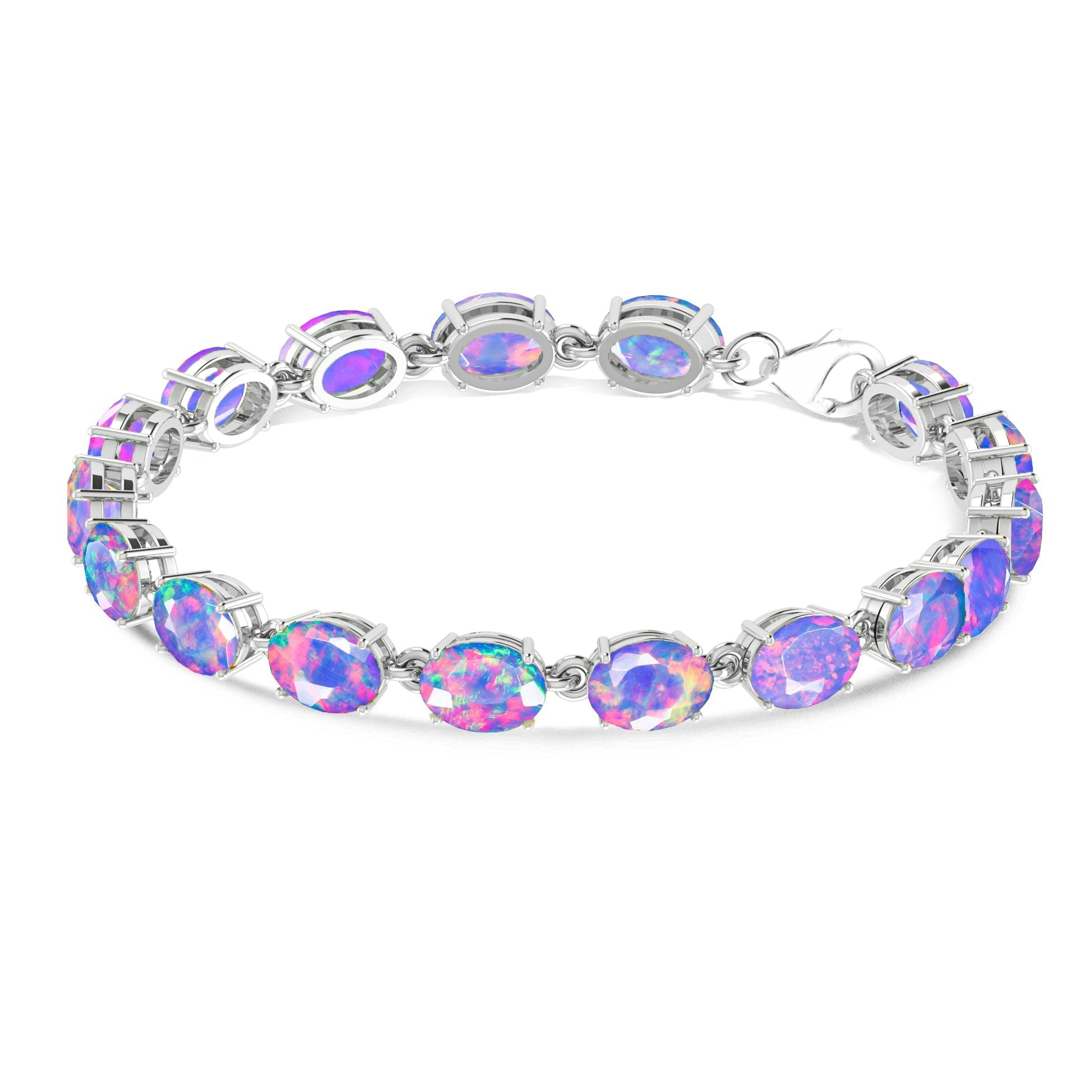 Lavender Natural Fire Opal Gemstone Tennis Bracelet - Goodstone Jewels