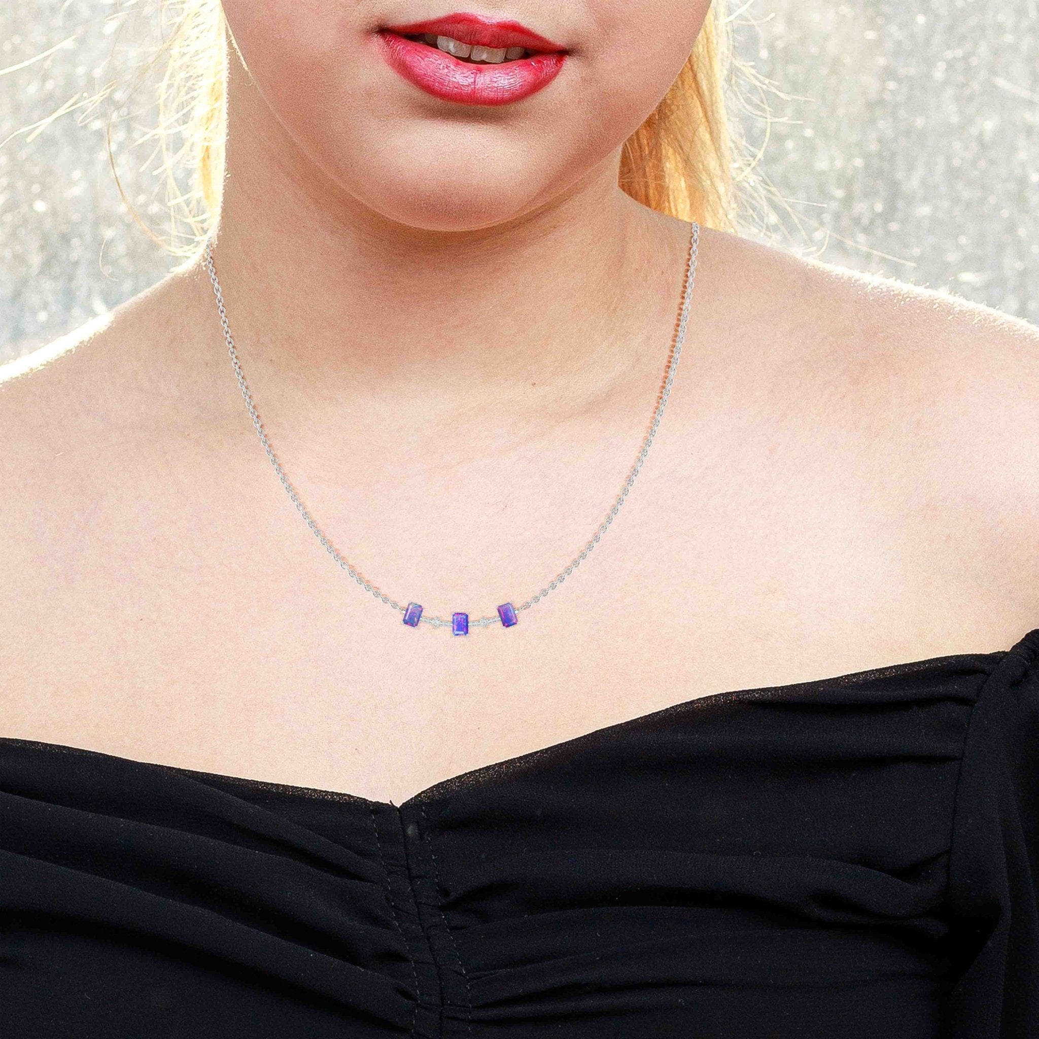 Lavender Opal Baguette Gemstone Bar Pendant - Goodstone Jewels