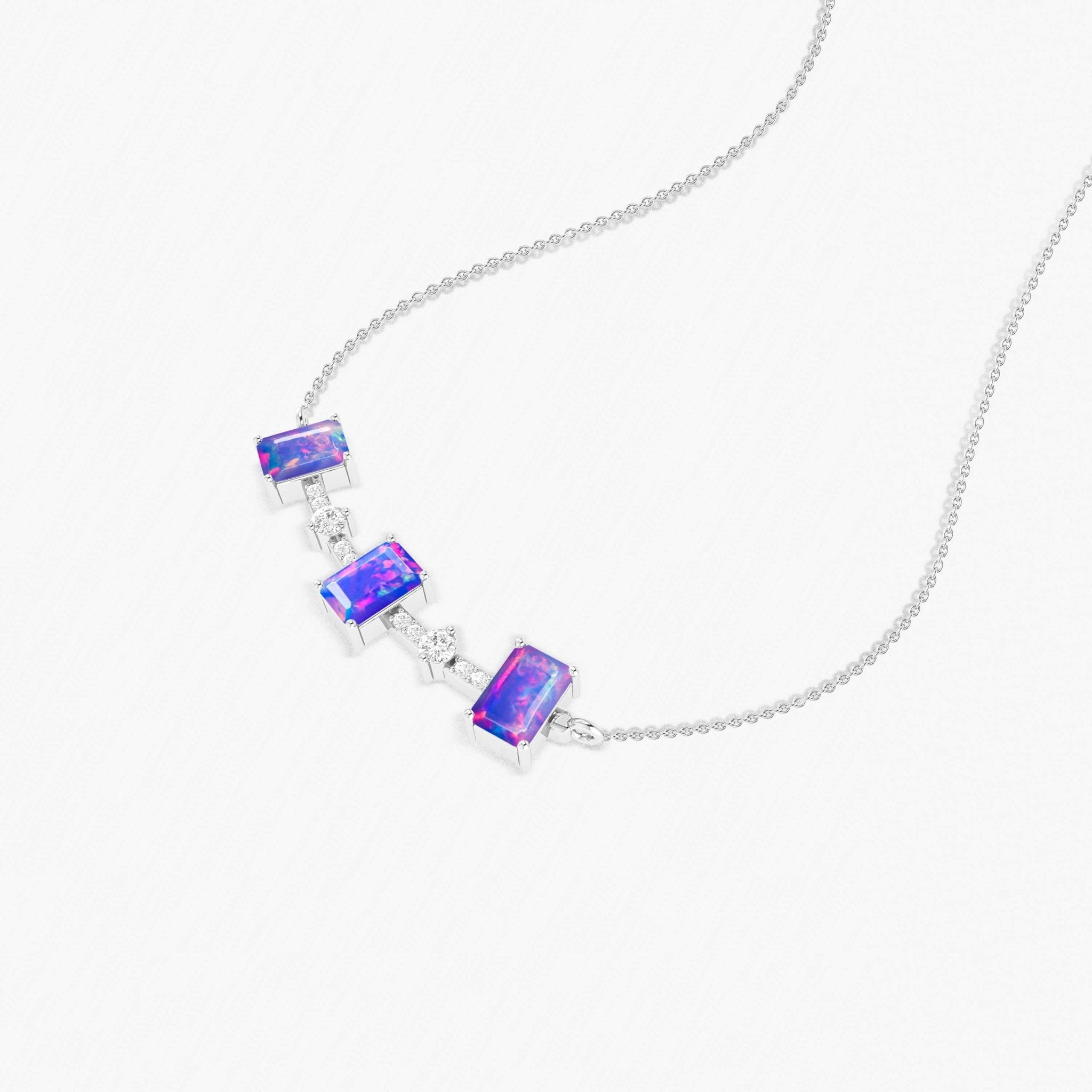 Lavender Opal Baguette Gemstone Bar Pendant - Goodstone Jewels
