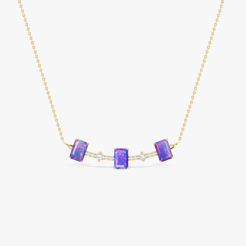 Lavender Opal Baguette Gemstone Bar Pendant
