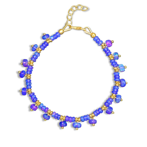 Lavender Opal Beaded Bracelet Natural Gemstone