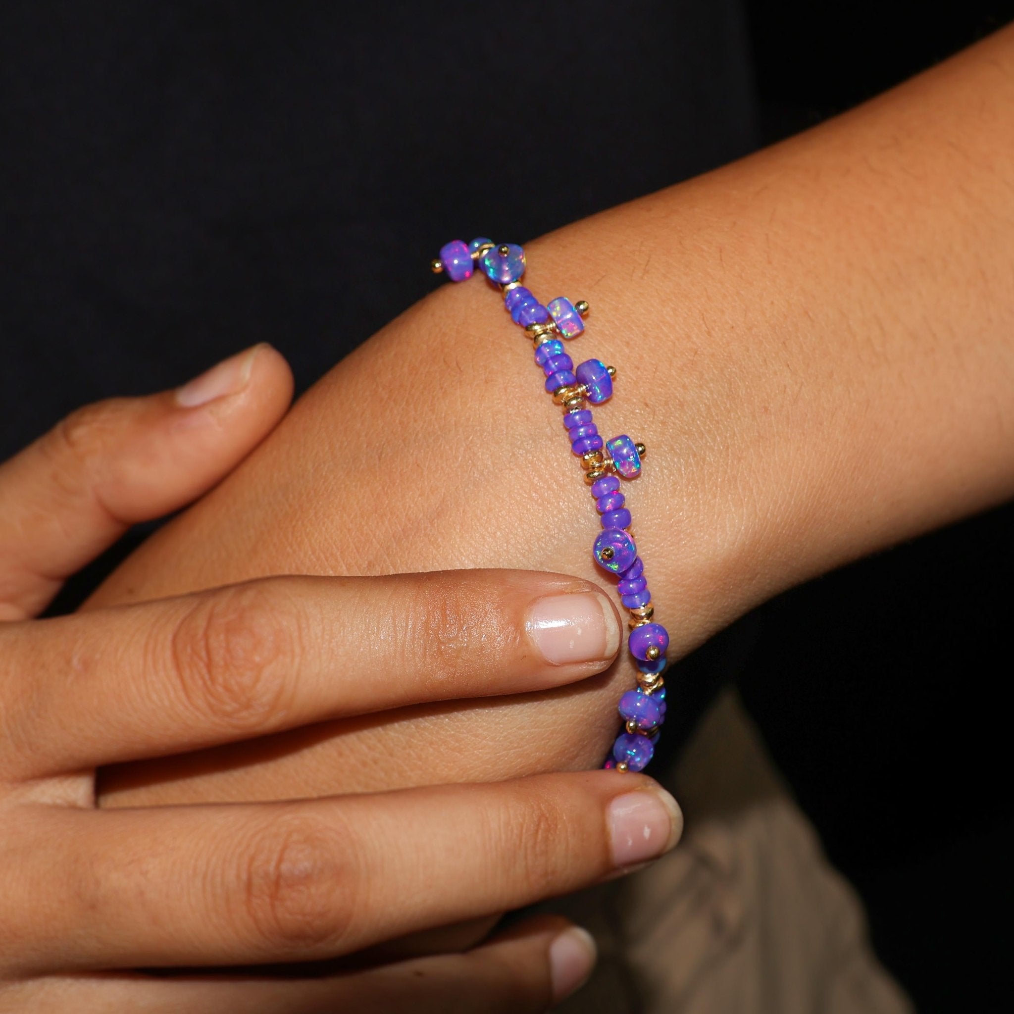 Lavender Opal Beaded Bracelet Natural Gemstone - Goodstone Jewels