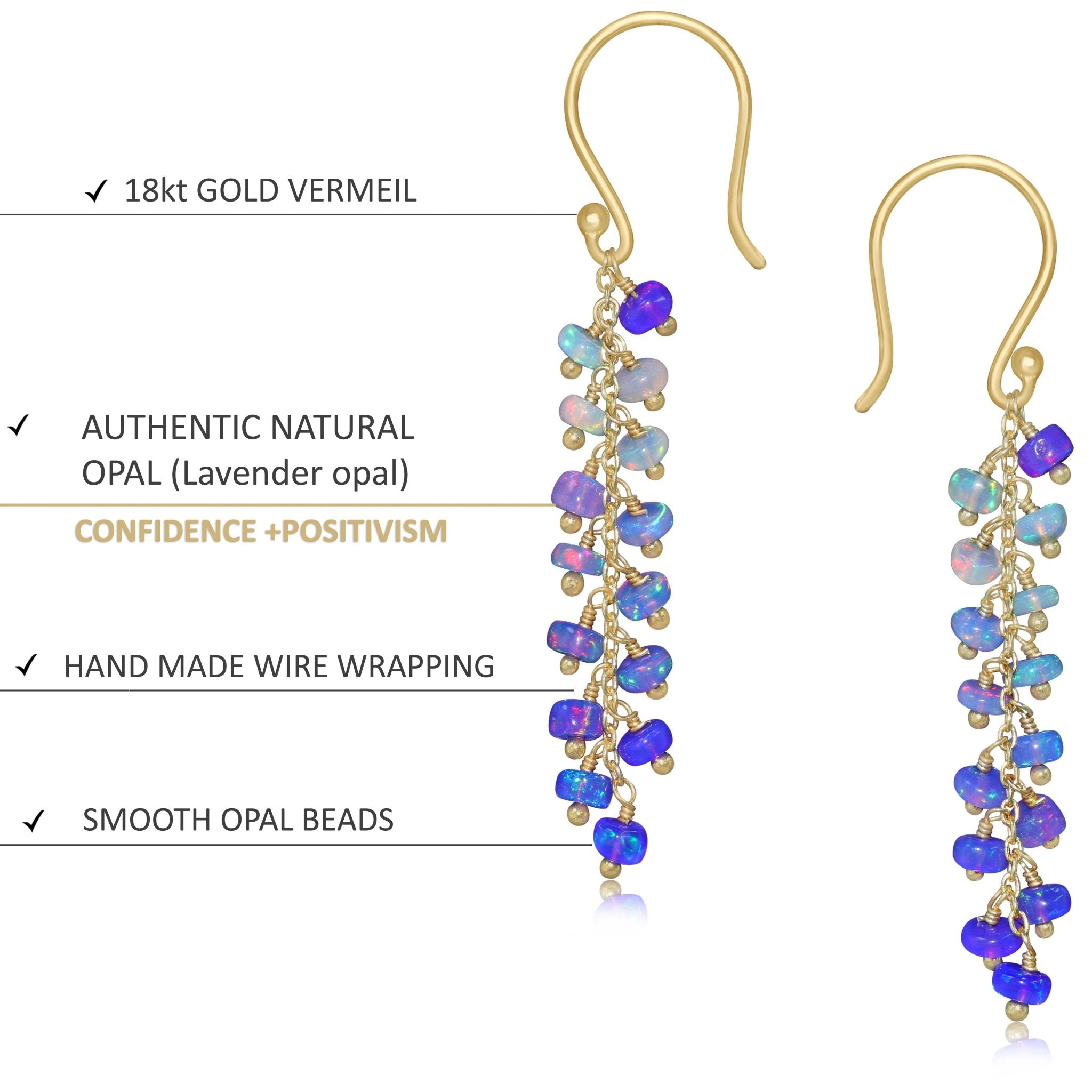Lavender Opal Beaded Dangel Earrings for christams Gift - Goodstone Jewels
