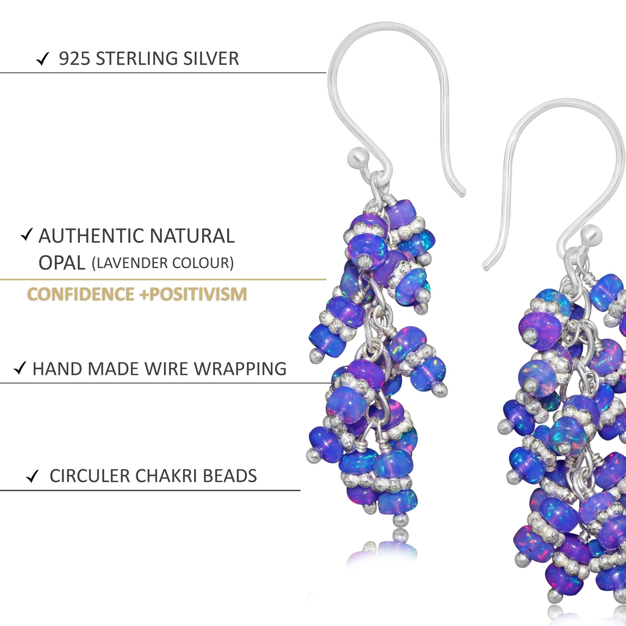 Lavender Opal Fire Beads Charkri Style Cluster Earring - Goodstone Jewels