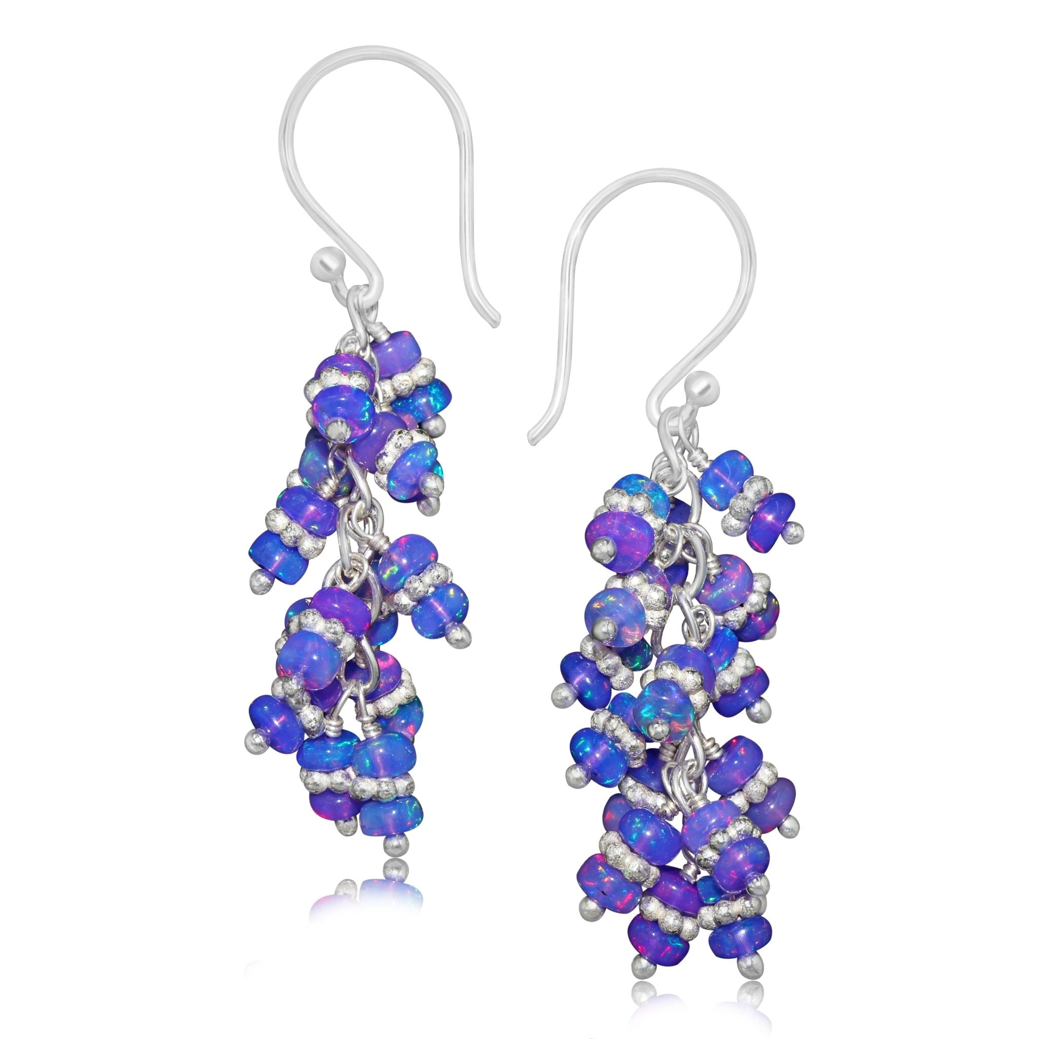 Lavender Opal Fire Beads Charkri Style Cluster Earring - Goodstone Jewels
