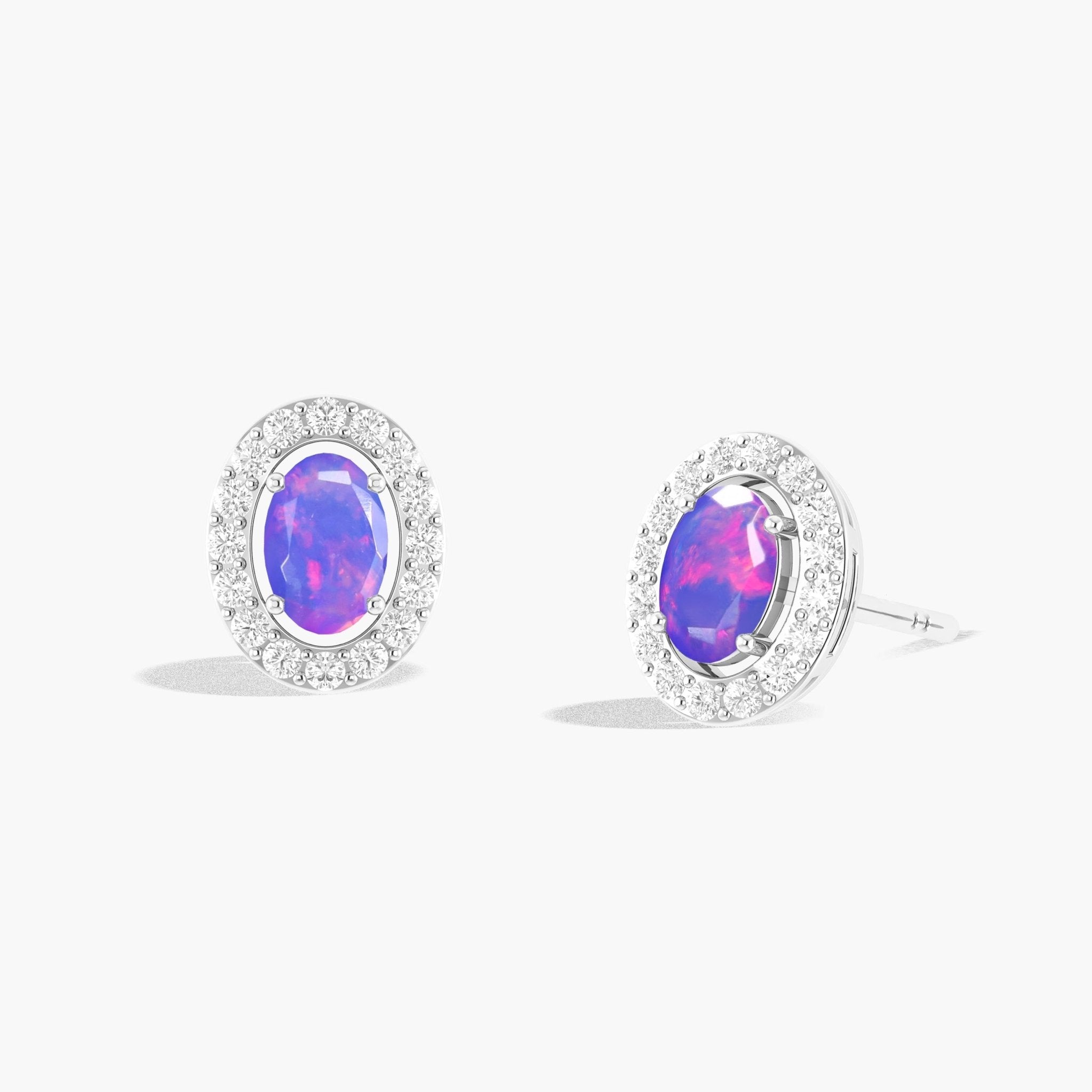 Lavender Opal Gemstone Oval Style Stud Earring - Goodstone Jewels