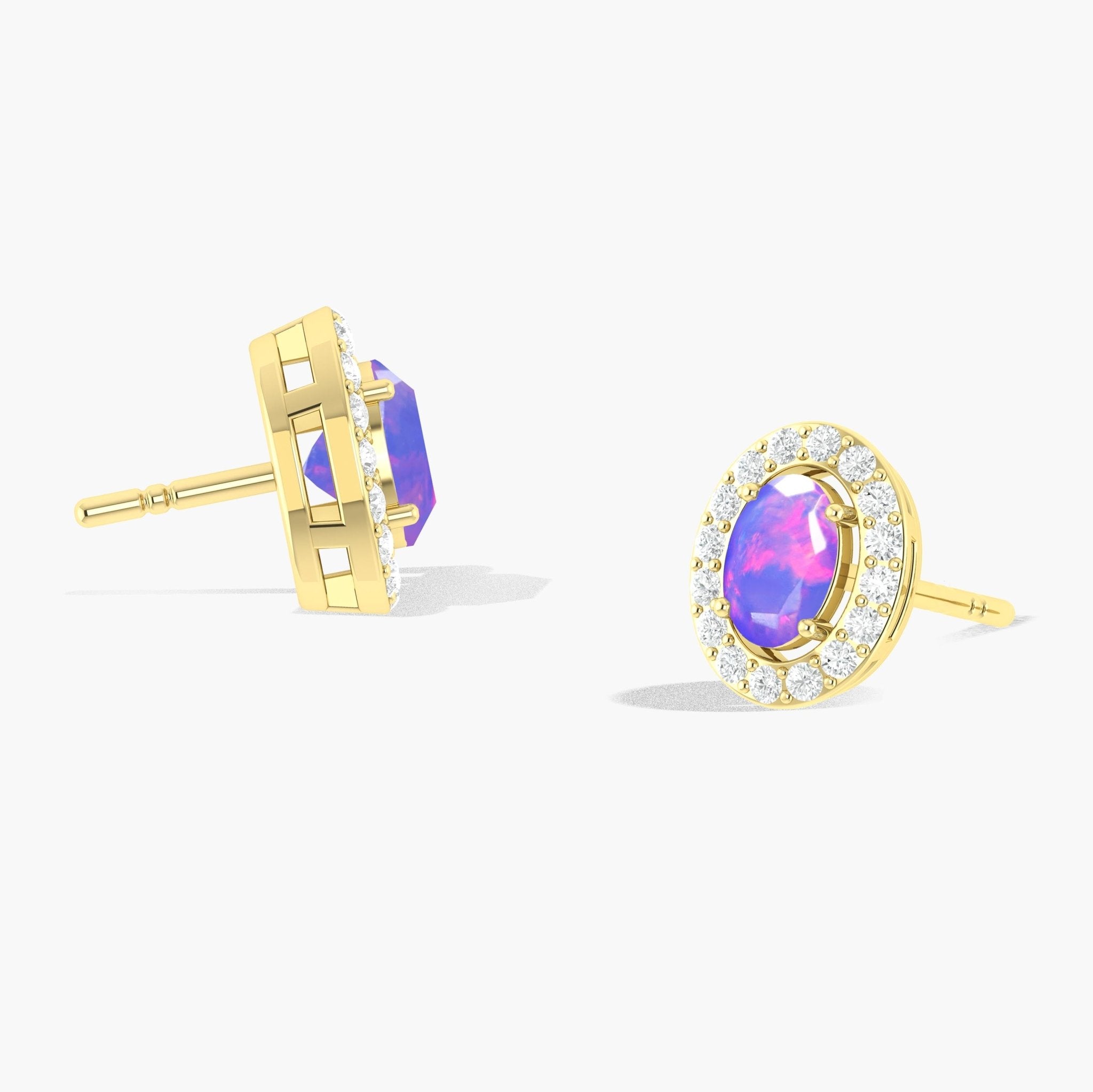 Lavender Opal Gemstone Oval Style Stud Earring - Goodstone Jewels