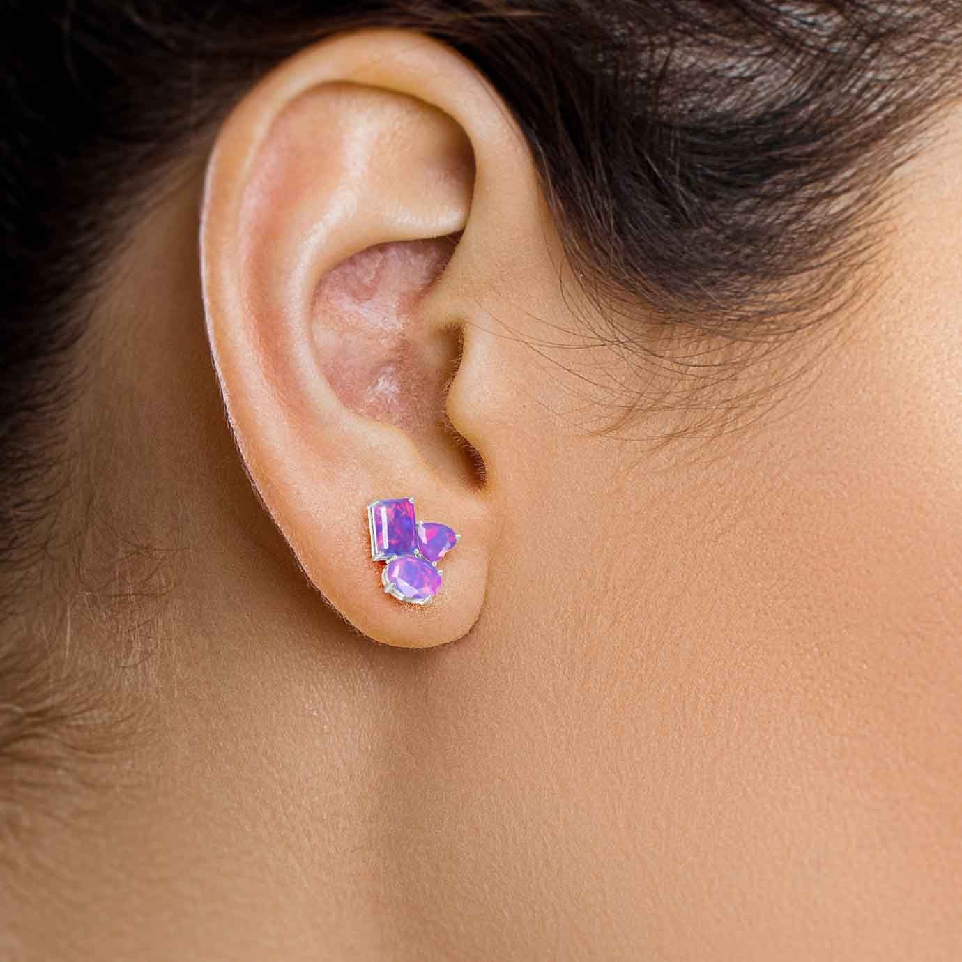 Lavender Opal Multi Shape Stone Stud Earring - Goodstone Jewels