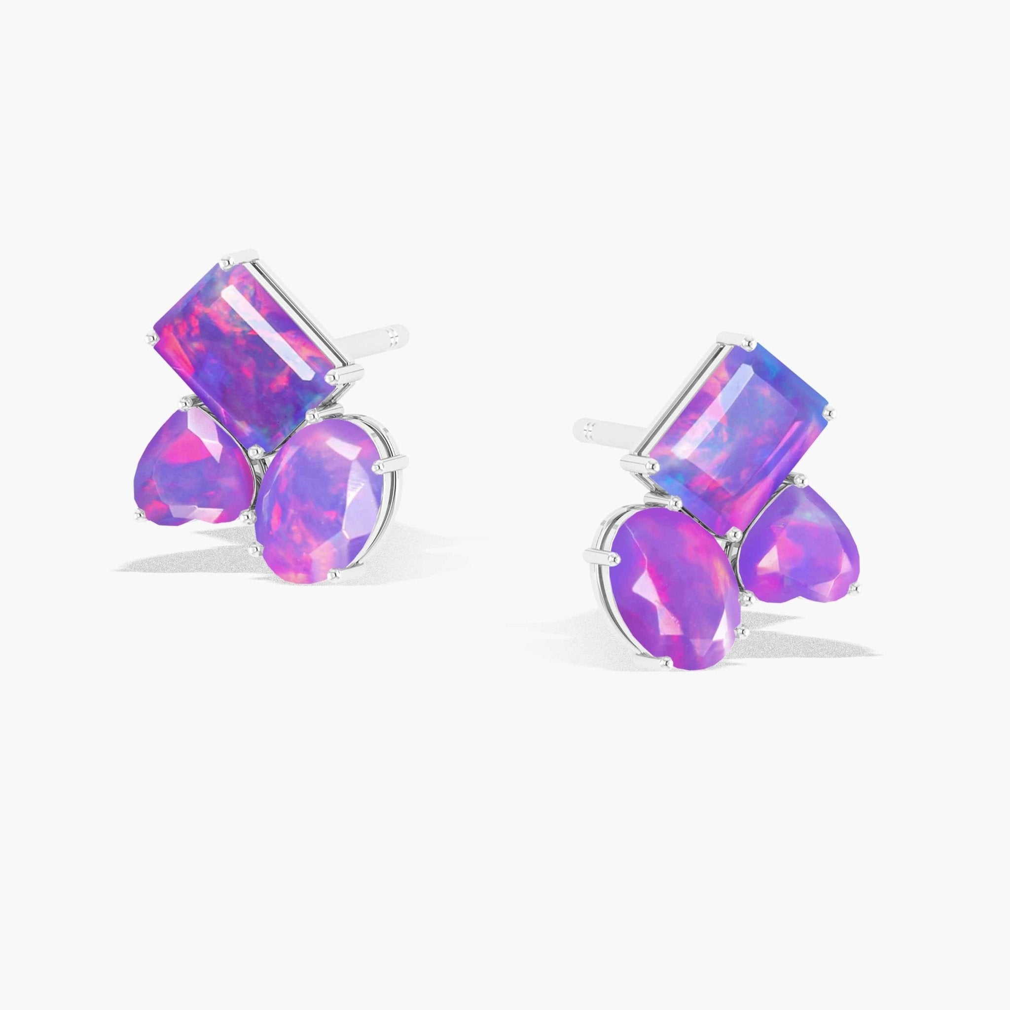 Lavender Opal Multi Shape Stone Stud Earring - Goodstone Jewels