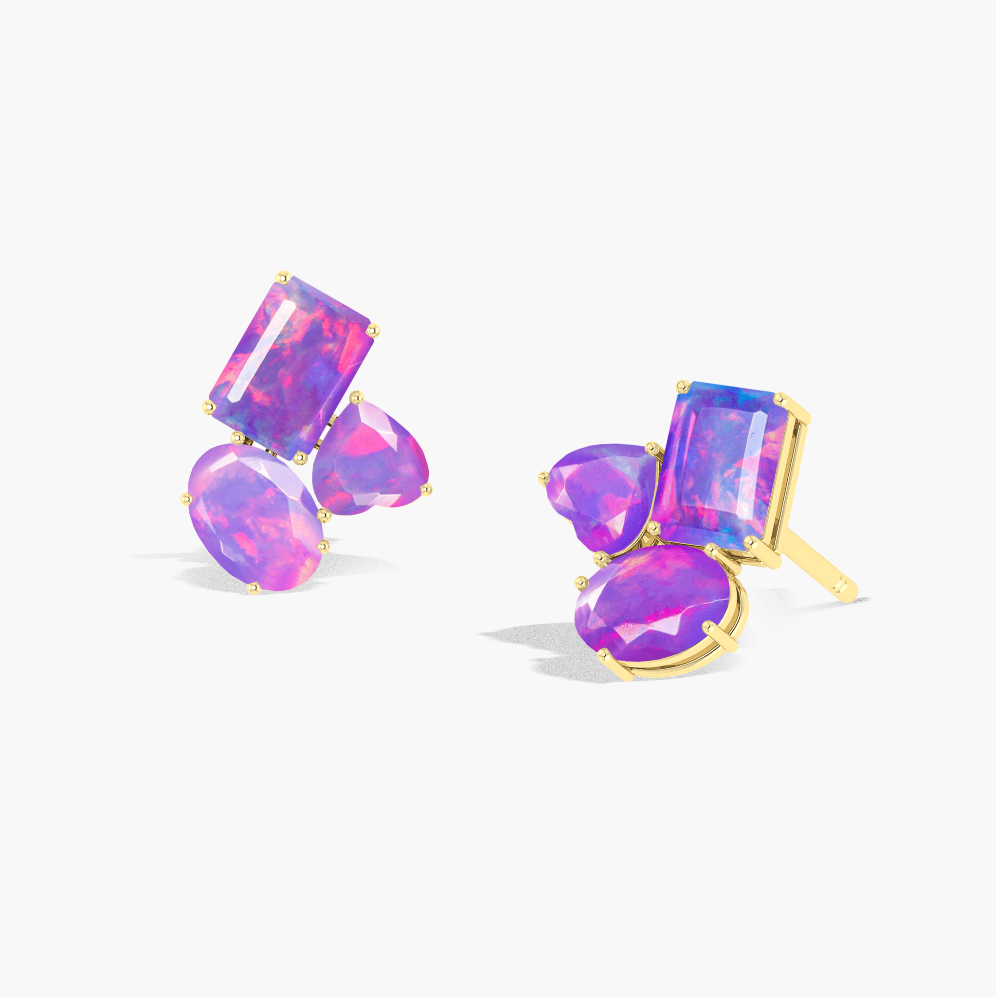 Lavender Opal Multi Shape Stone Stud Earring - Goodstone Jewels