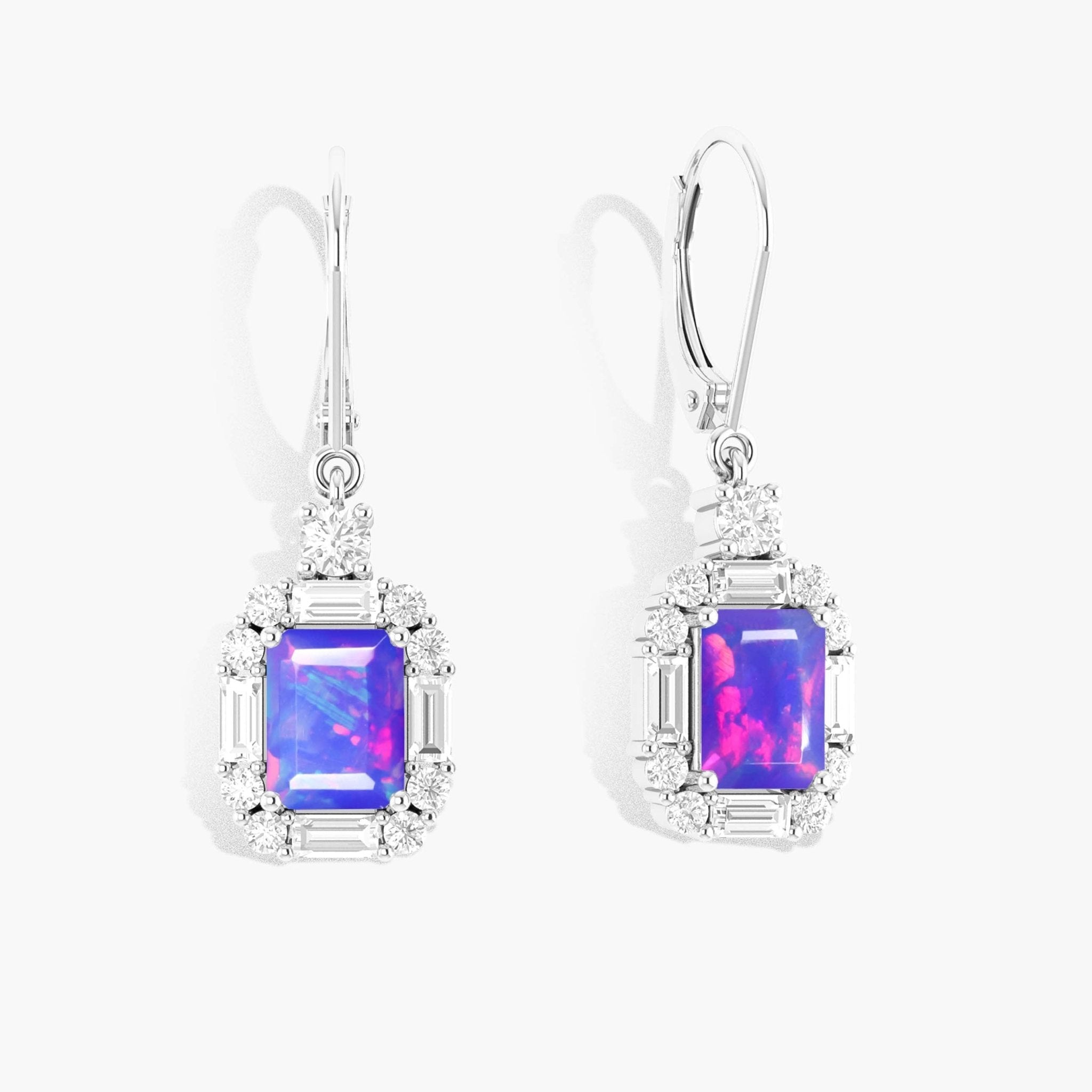 Lavender Opal Octagon Gemstone Drop and Dangle Earring - Goodstone Jewels