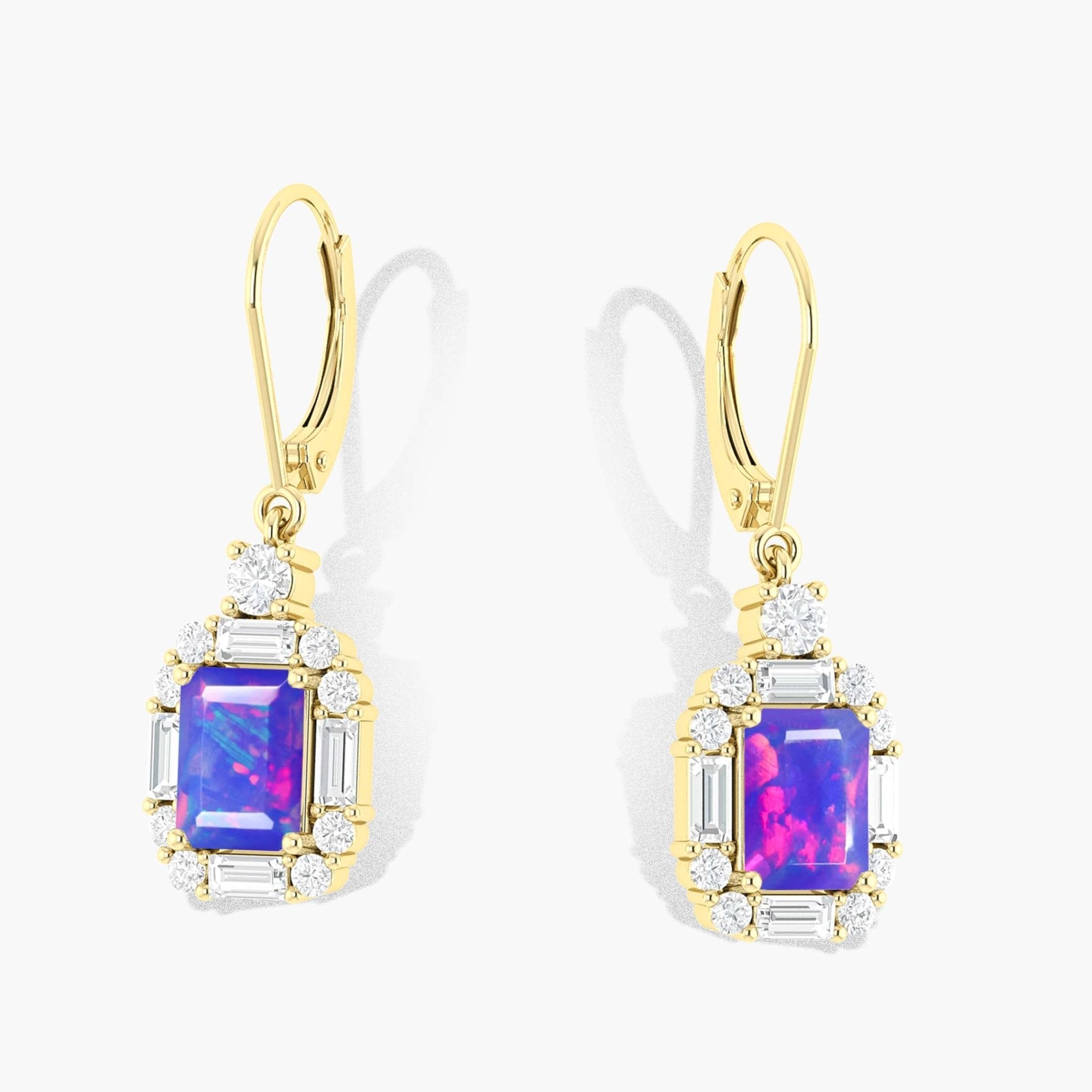 Lavender Opal Octagon Gemstone Drop and Dangle Earring - Goodstone Jewels