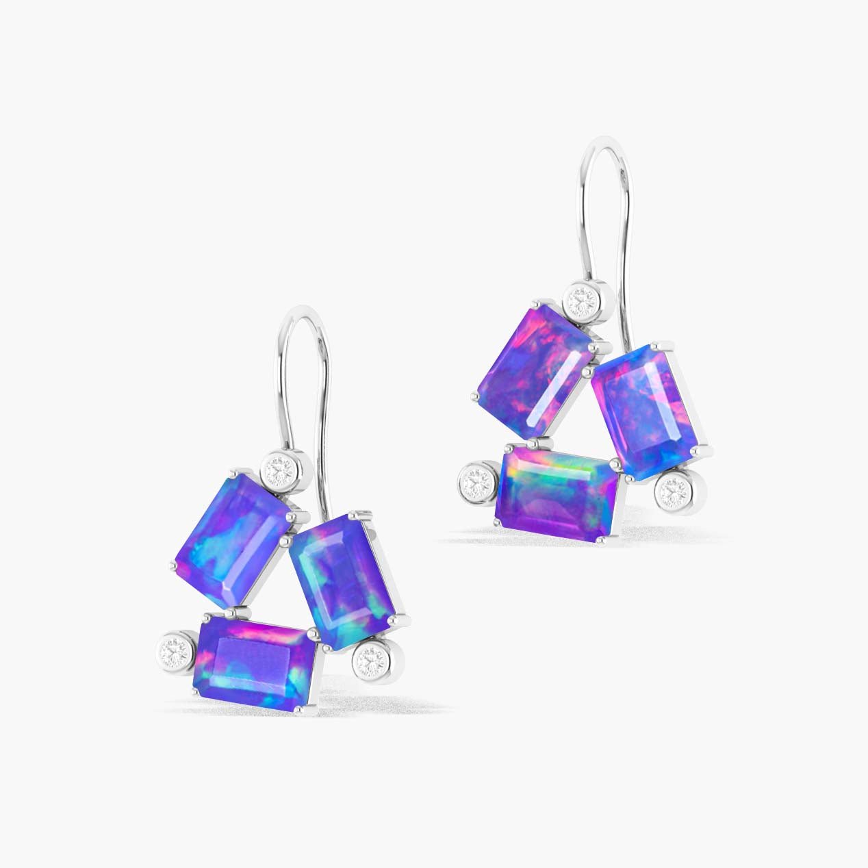 Lavender Opal Octogon Stone Dangle Earrings - Goodstone Jewels