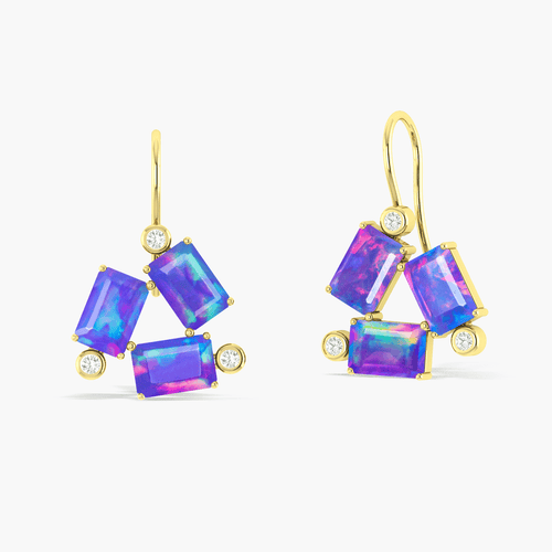 Lavender Opal Octogon Stone Dangle Earrings