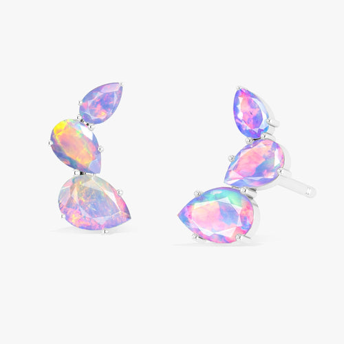 Lavender Opal Pear Horn Style Stud Earrings