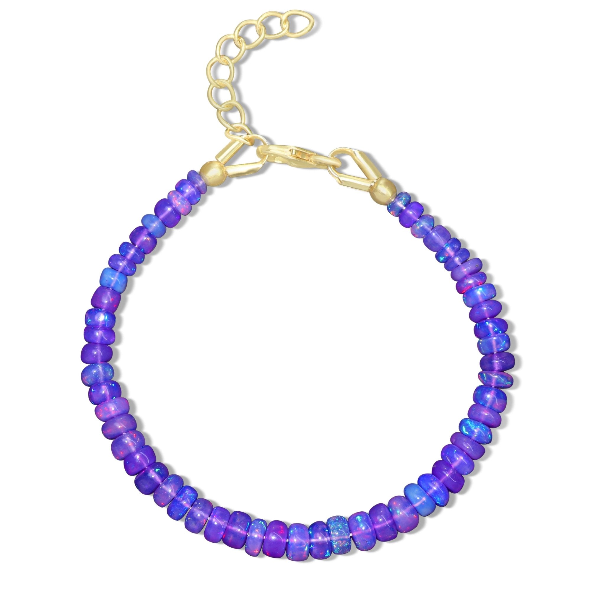 Lavender Opal Rondelle Beads Gold Filled Bracelet - Goodstone Jewels