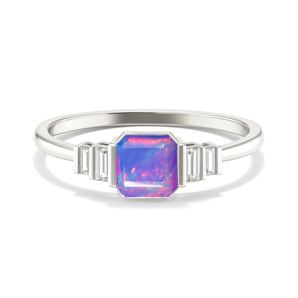 Lavender Opal Stackable Ring in Sterling Silver & Gold Plated October Birthstone - Goodstone Jewels