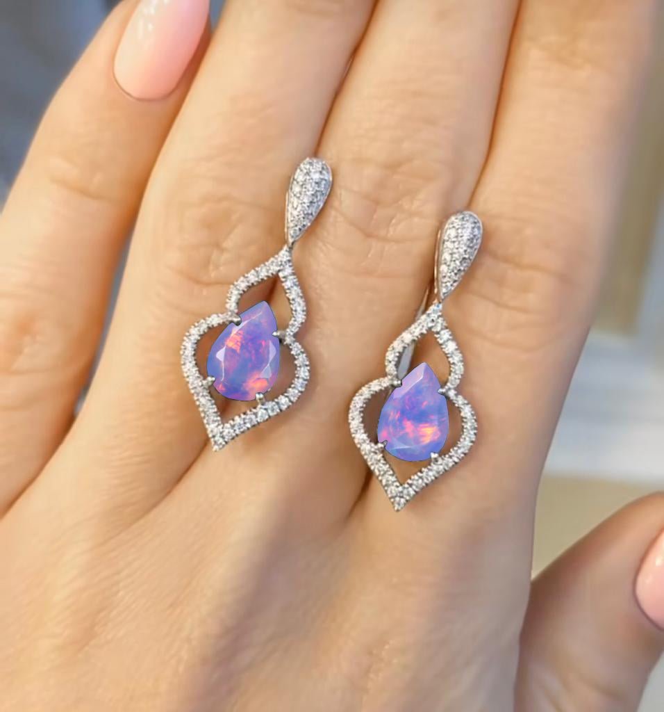 Lavender Opal Stylish Stud and Drop Earring - Goodstone Jewels