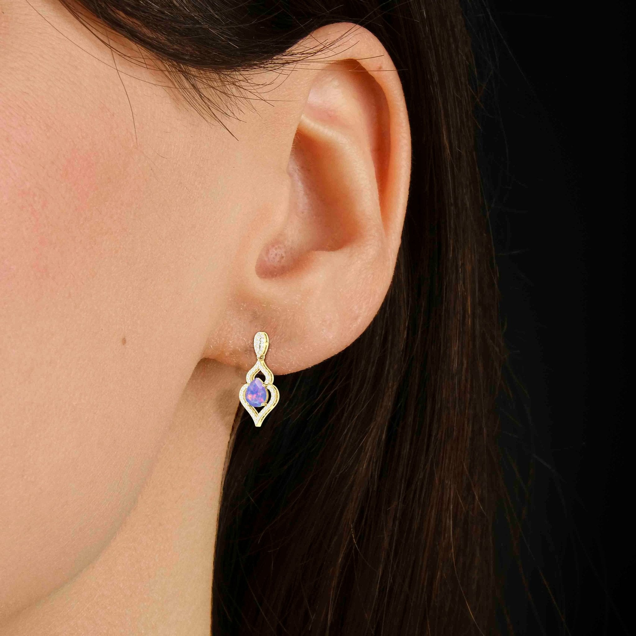 Lavender Opal Stylish Stud and Drop Earring - Goodstone Jewels