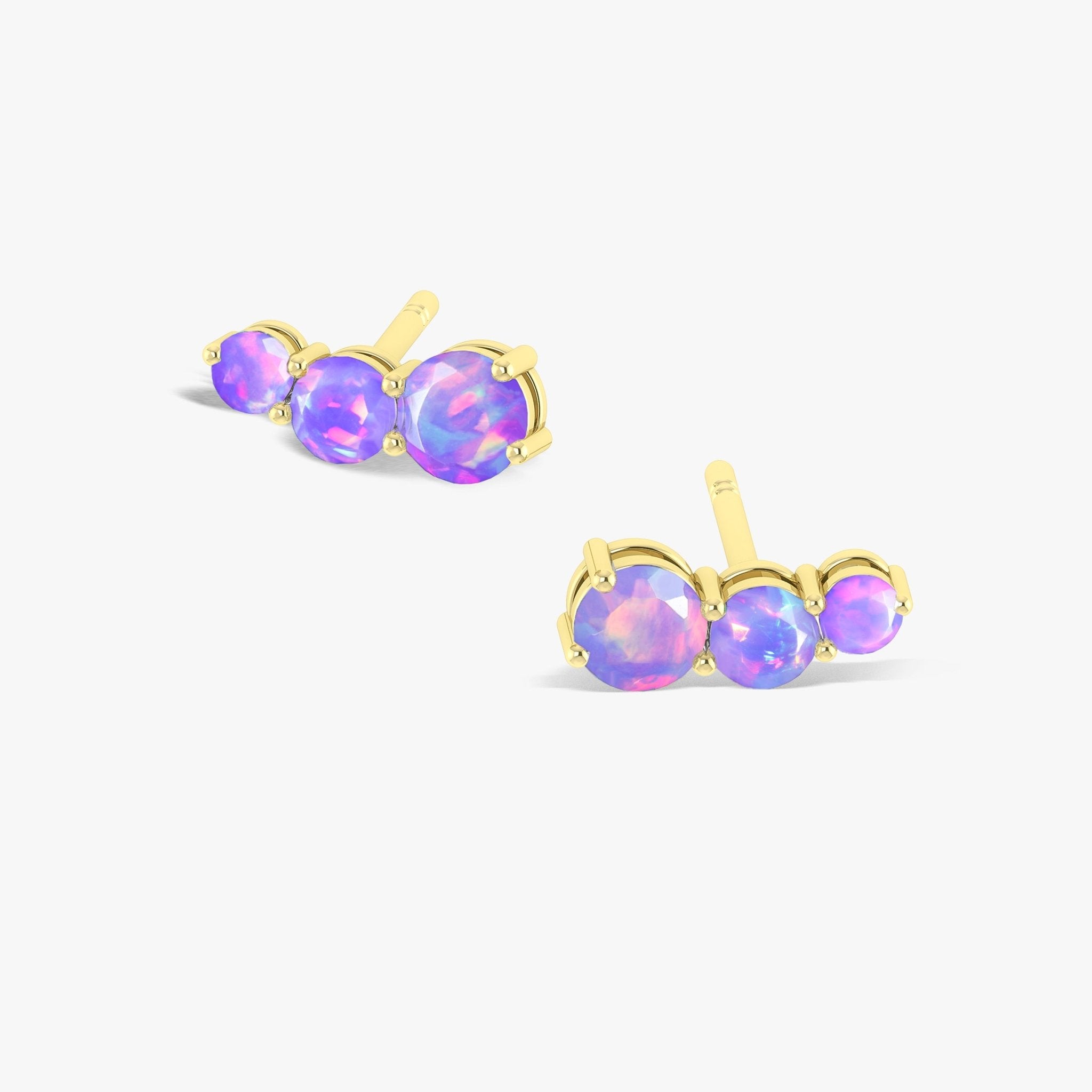 Lavender Opal Three Stone Stud Earrings - Goodstone Jewels