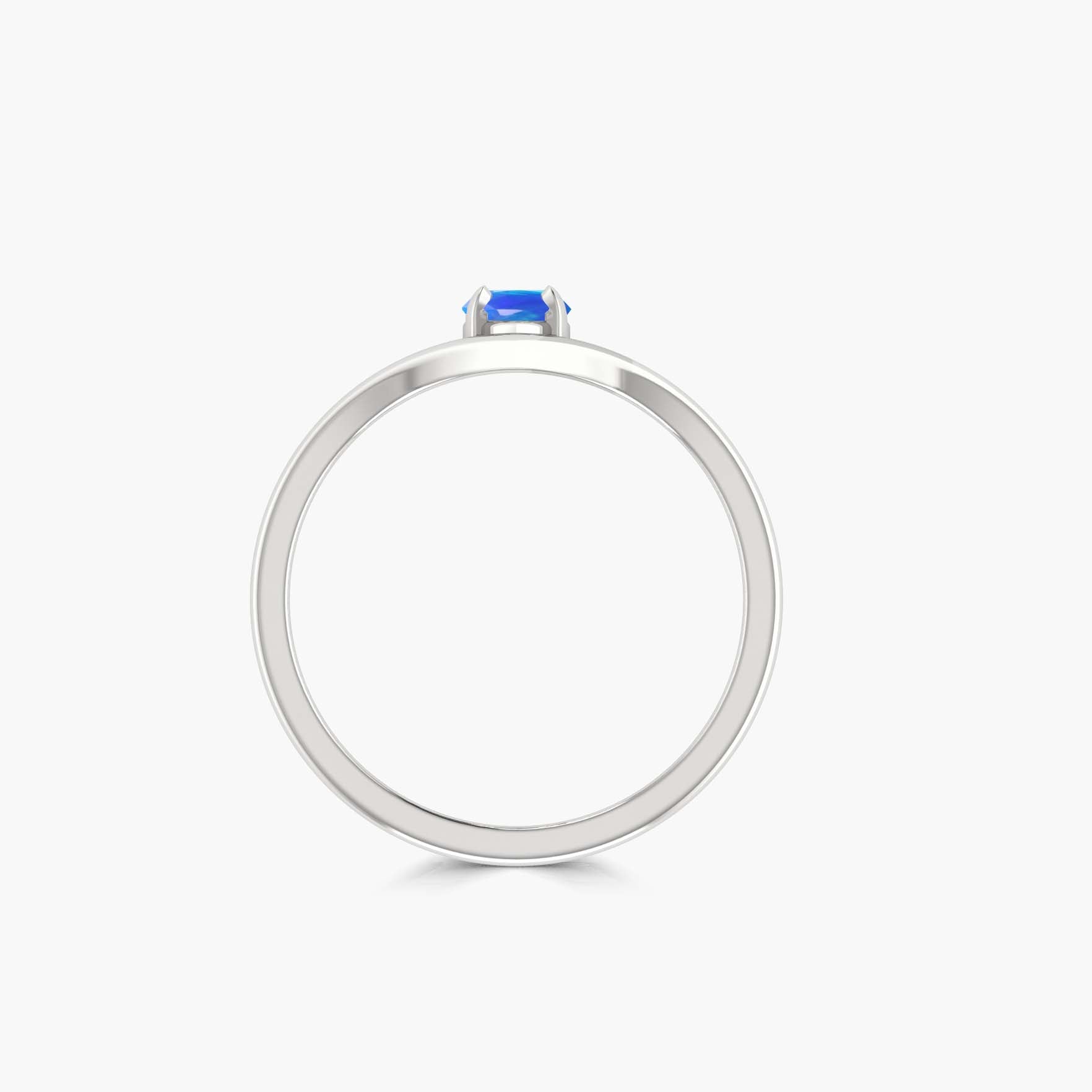 Marquise Shape 8X4 MM Natural Blue Opal Solitaire Ring - Goodstone Jewels