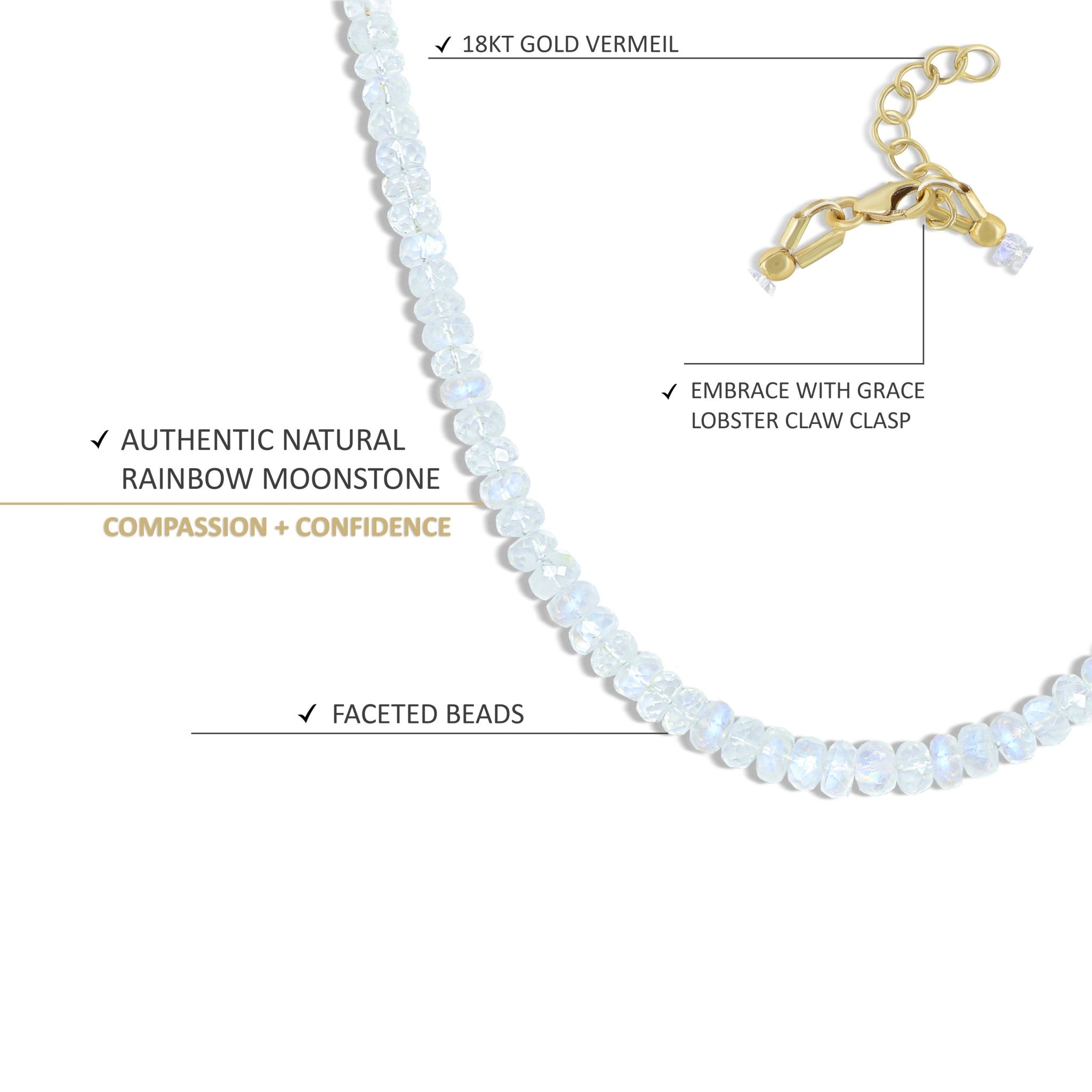 Moonstone Beaded Necklace with 16 + 2 Inch Extender - Goodstone Jewels