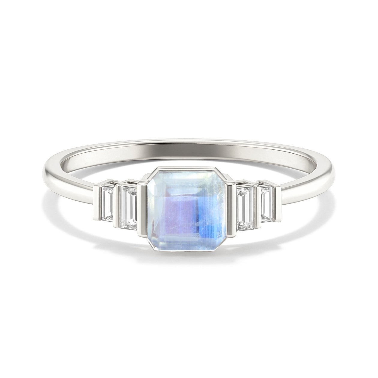 Moonstone Stackable Ring in Sterling Silver & Gold Plated October Birthstone - Goodstone Jewels