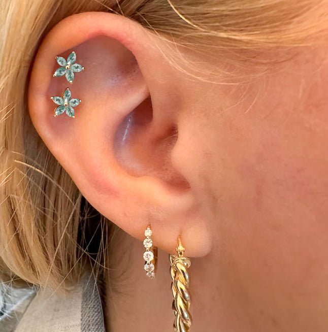 Moss Agate Flower Style Stud Earring - Goodstone Jewels