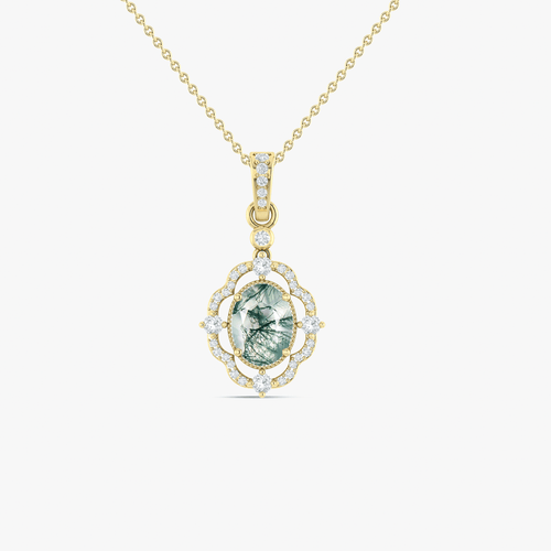 Moss Agate Gemstone Charm Pendant