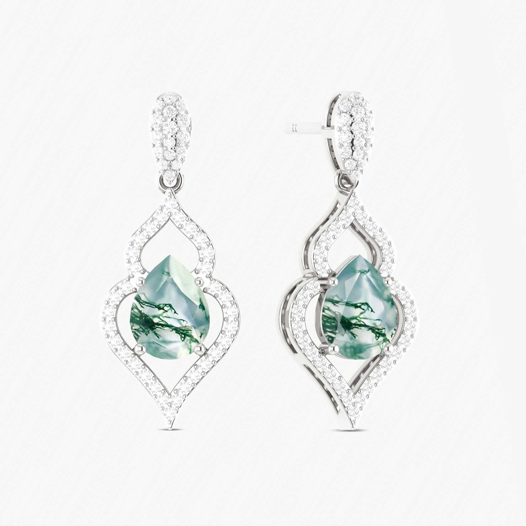 Moss Agate Gemstone Stylish Stud and Drop Earring - Goodstone Jewels
