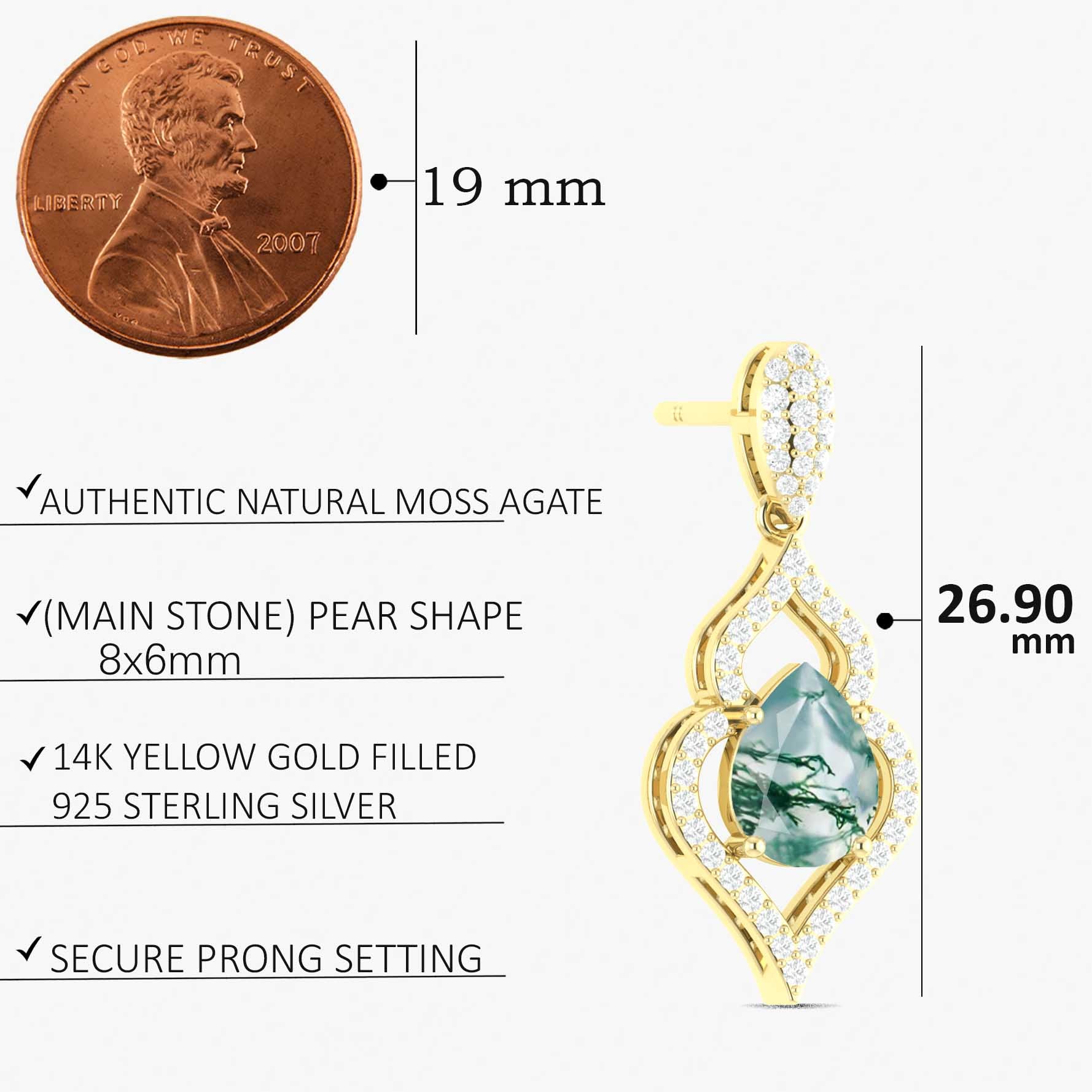 Moss Agate Gemstone Stylish Stud and Drop Earring - Goodstone Jewels