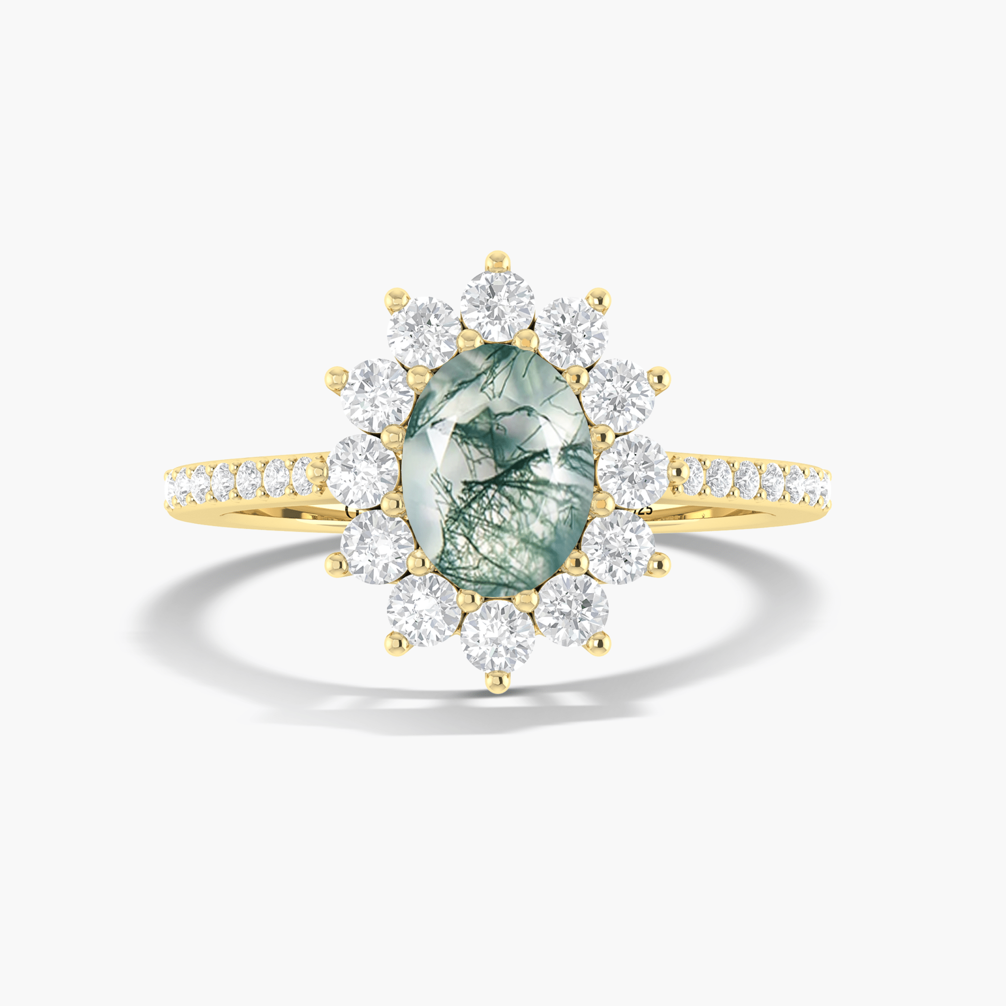 Moss Agate oval shape stone gold wedding ring for women - Goodstone Jewels