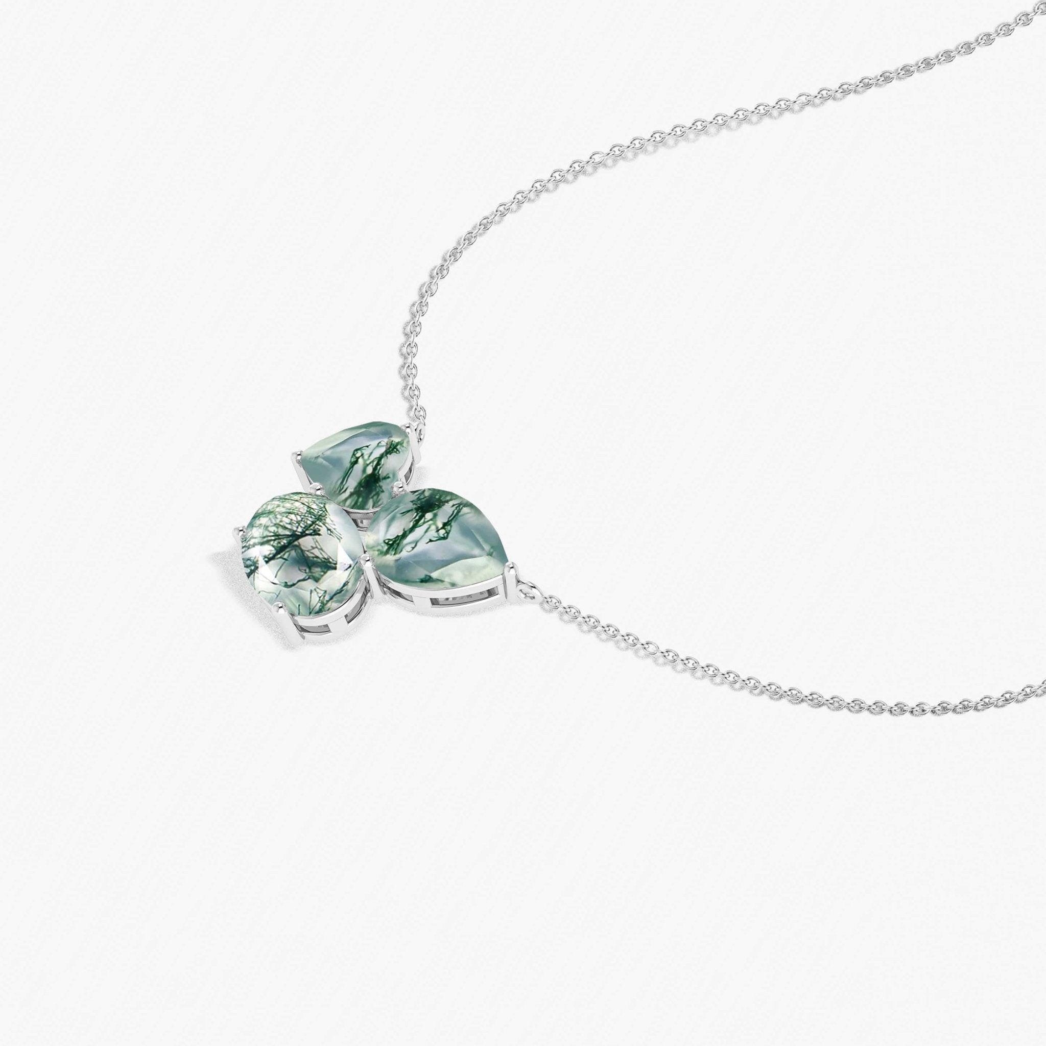 Moss Agate Three Stone Pendant Jewelry - Goodstone Jewels