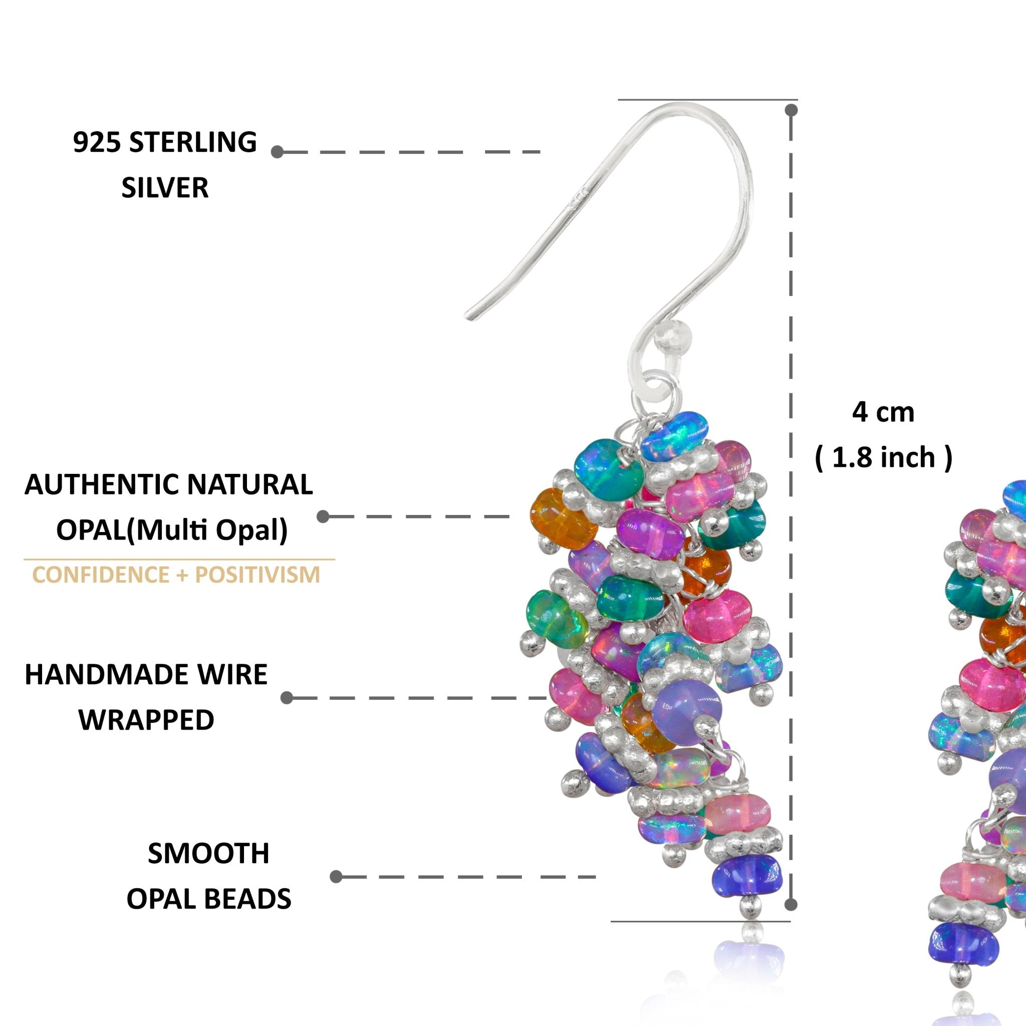 Multi Fire Opal Beads Chakri Style Cluster Earrings - Goodstone Jewels