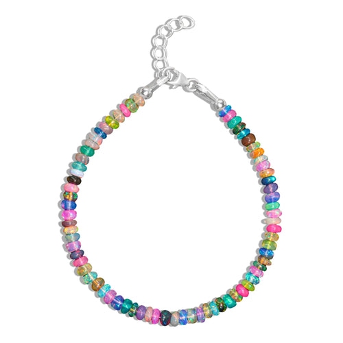 Multi Opal Plain Shaded Beaded Bracelet Natural Birthstone