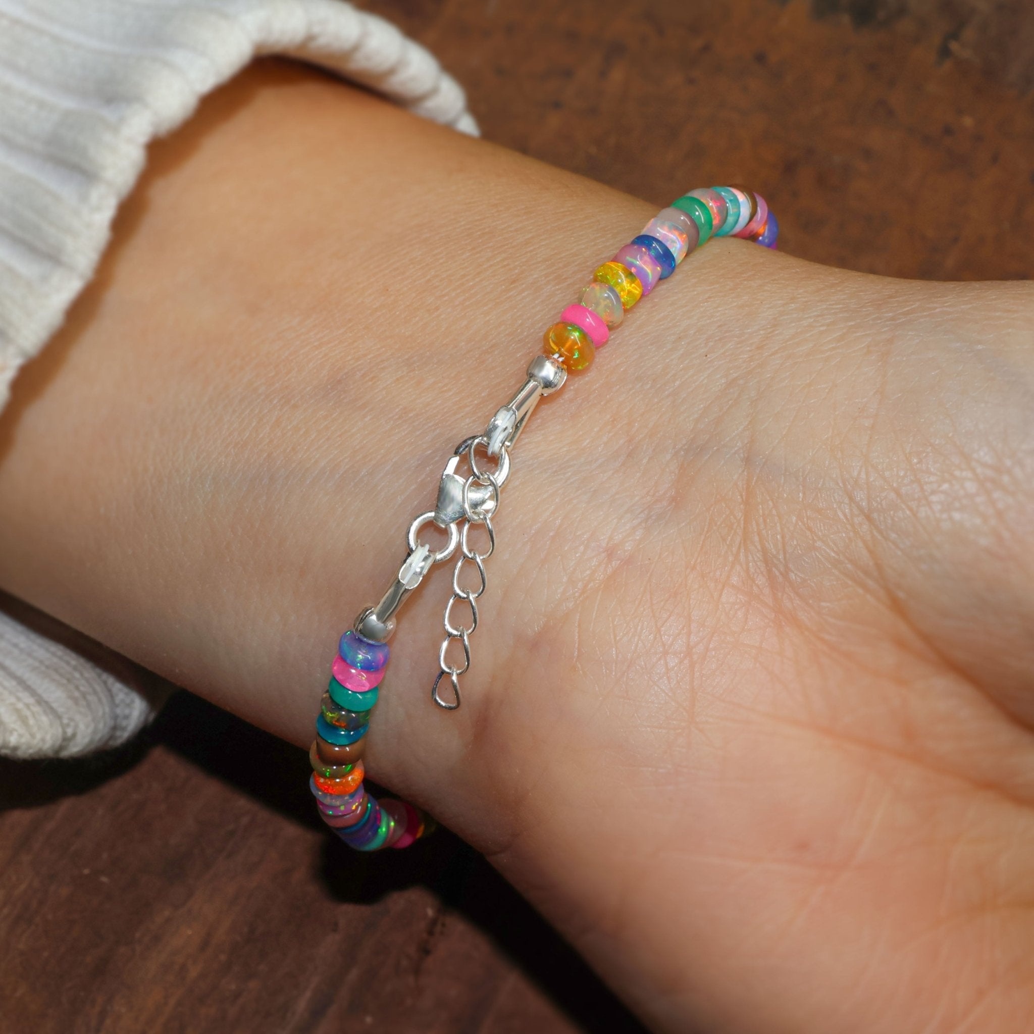 Multi Opal Plain Shaded Beaded Bracelet Natural Birthstone - Goodstone Jewels