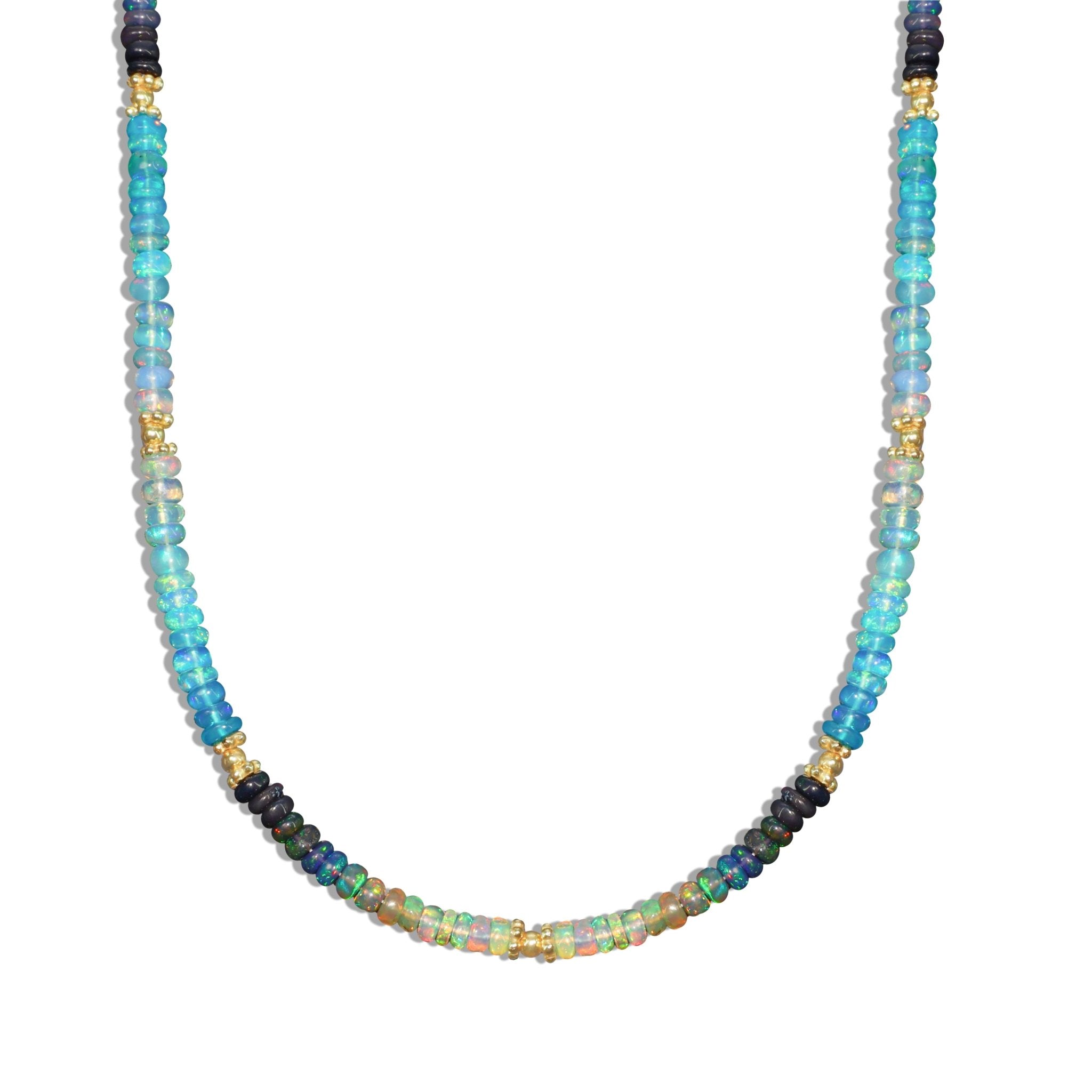 Multi Shade Separator Beaded Necklace Natural Paraiba Opal - Goodstone Jewels