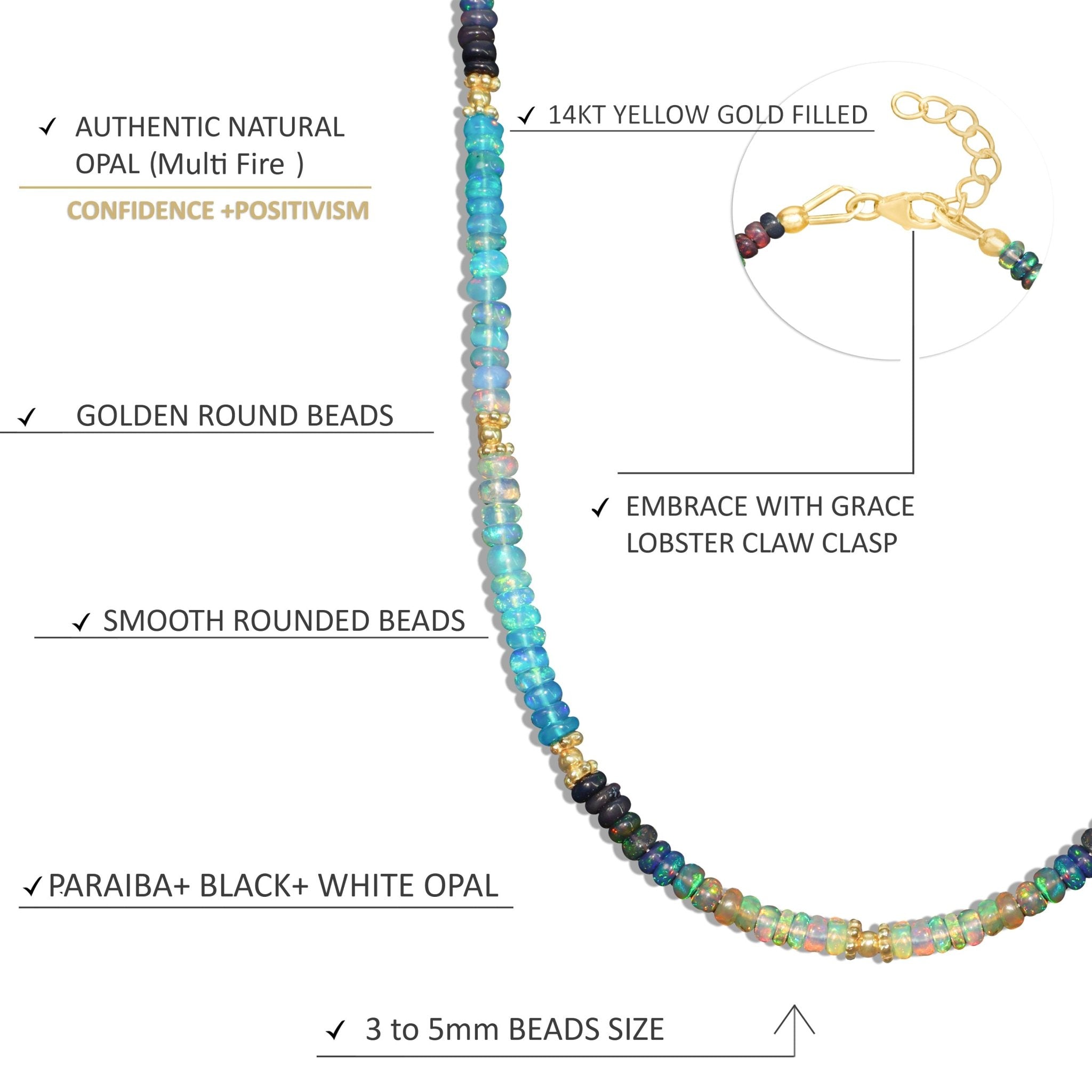 Multi Shade Separator Beaded Necklace Natural Paraiba Opal - Goodstone Jewels