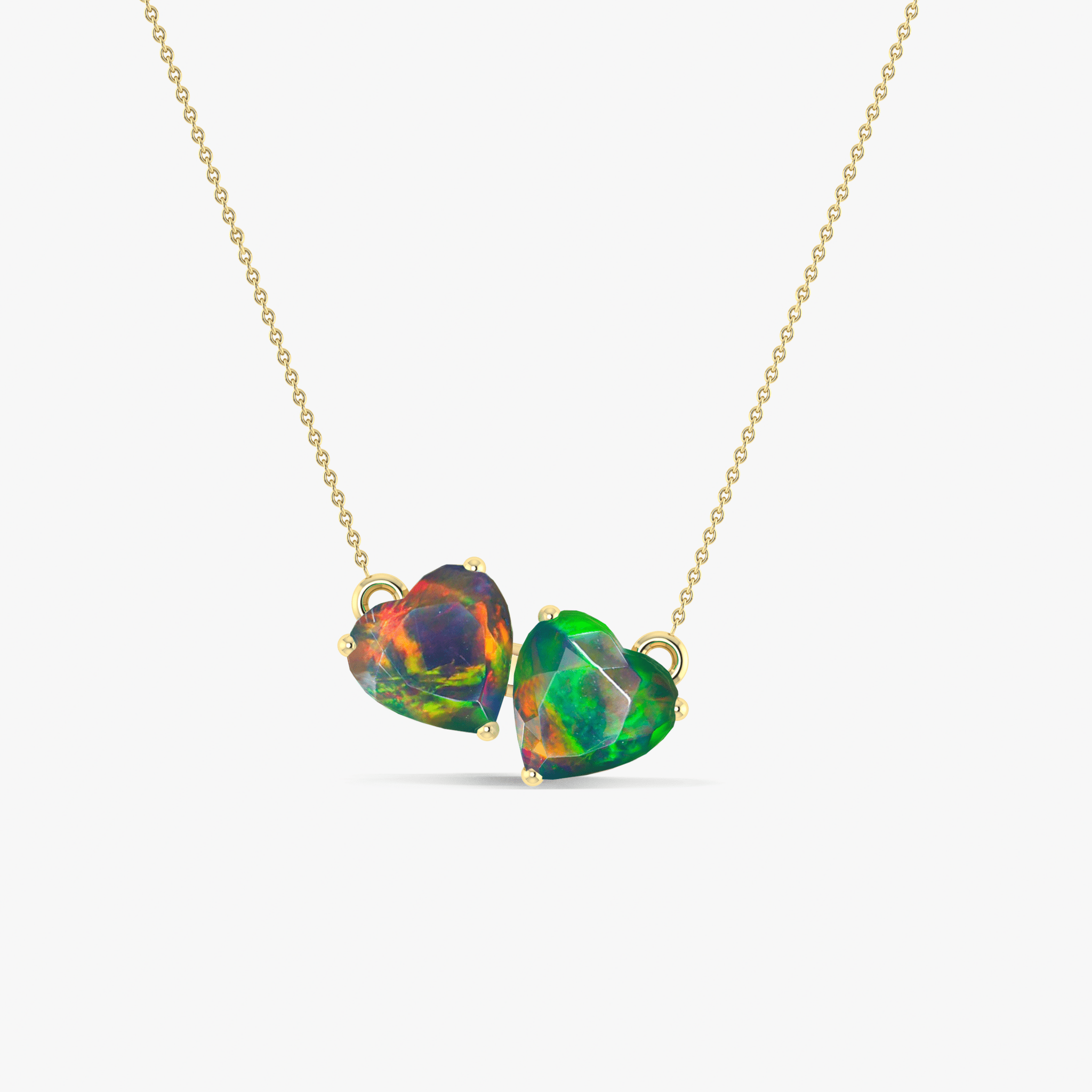 Multifire Black Opal Dual Heart Pendant - Goodstone Jewels
