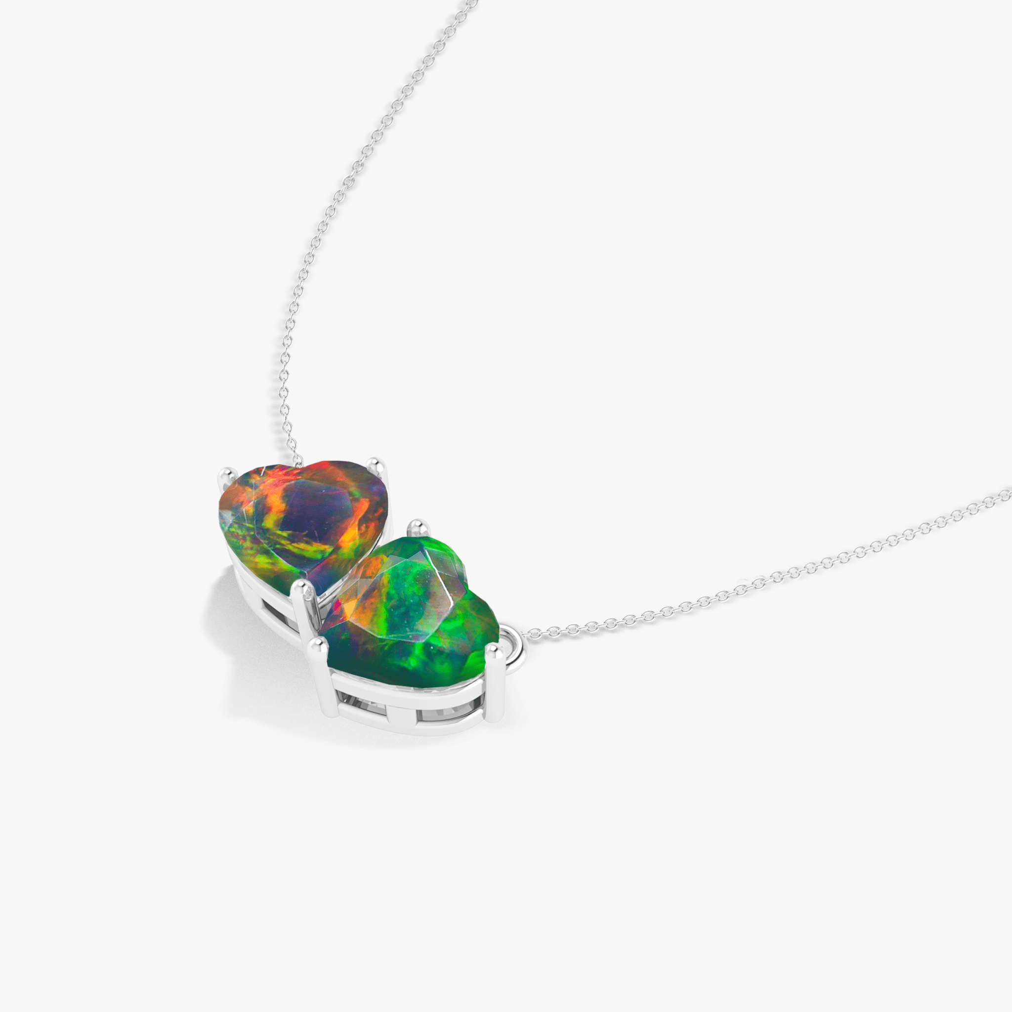 Multifire Black Opal Dual Heart Pendant - Goodstone Jewels