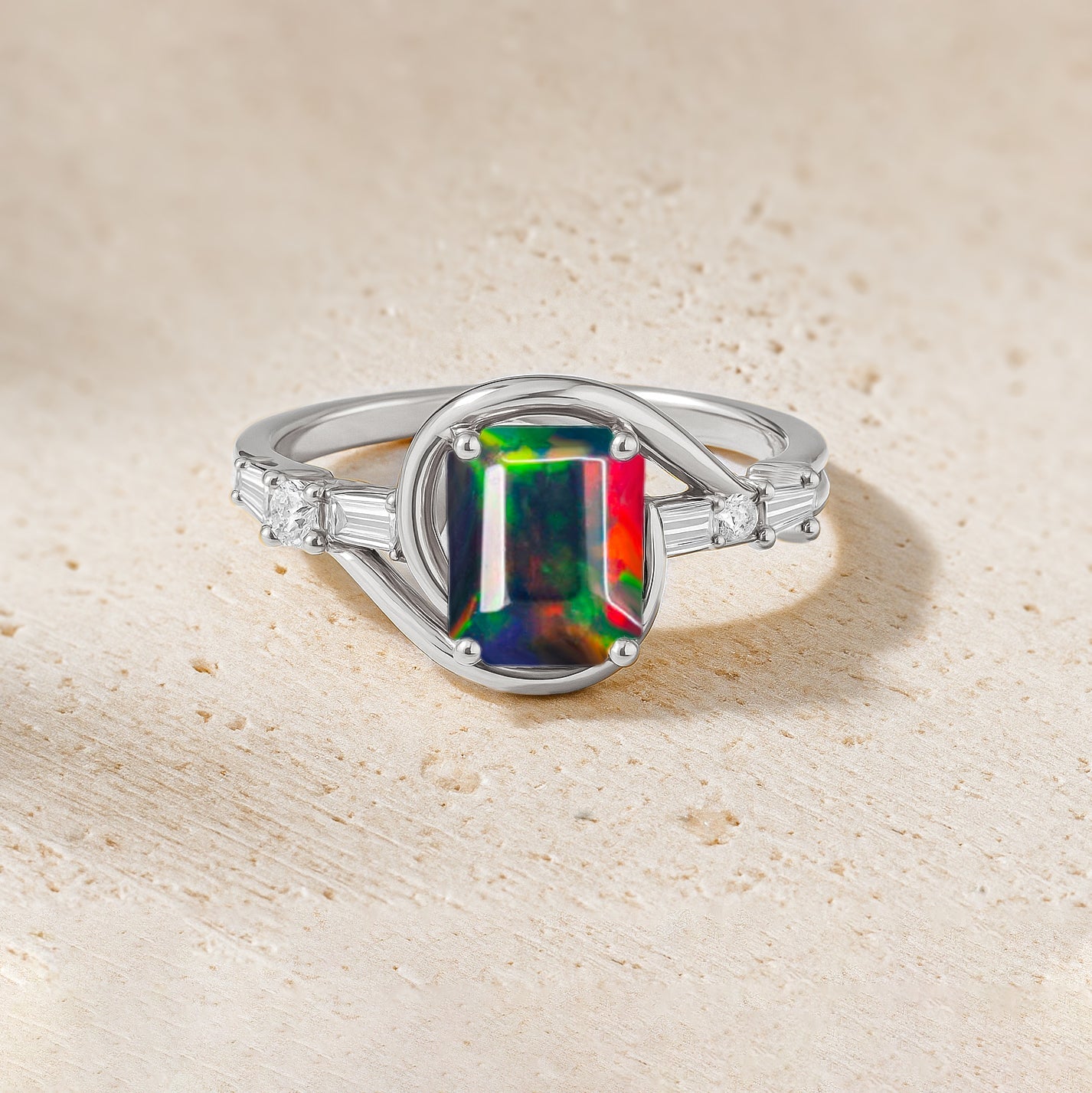 Multifire Black Opal Gemstone Statement Ring for Women - Goodstone Jewels
