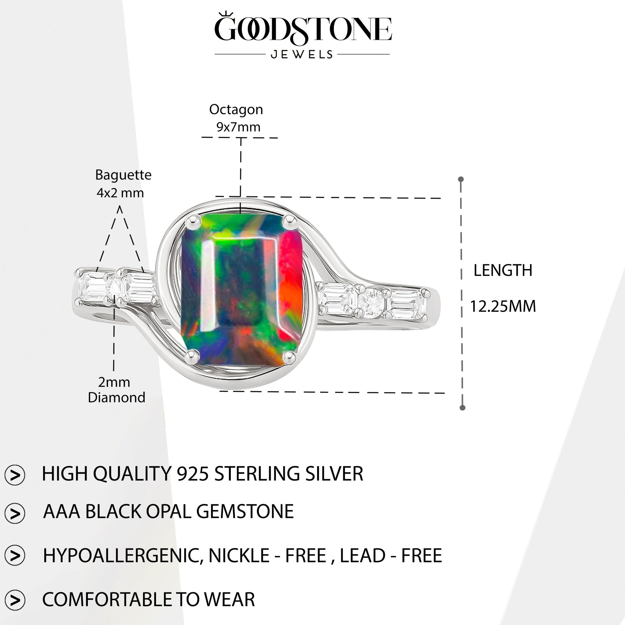 Multifire Black Opal Gemstone Statement Ring for Women - Goodstone Jewels